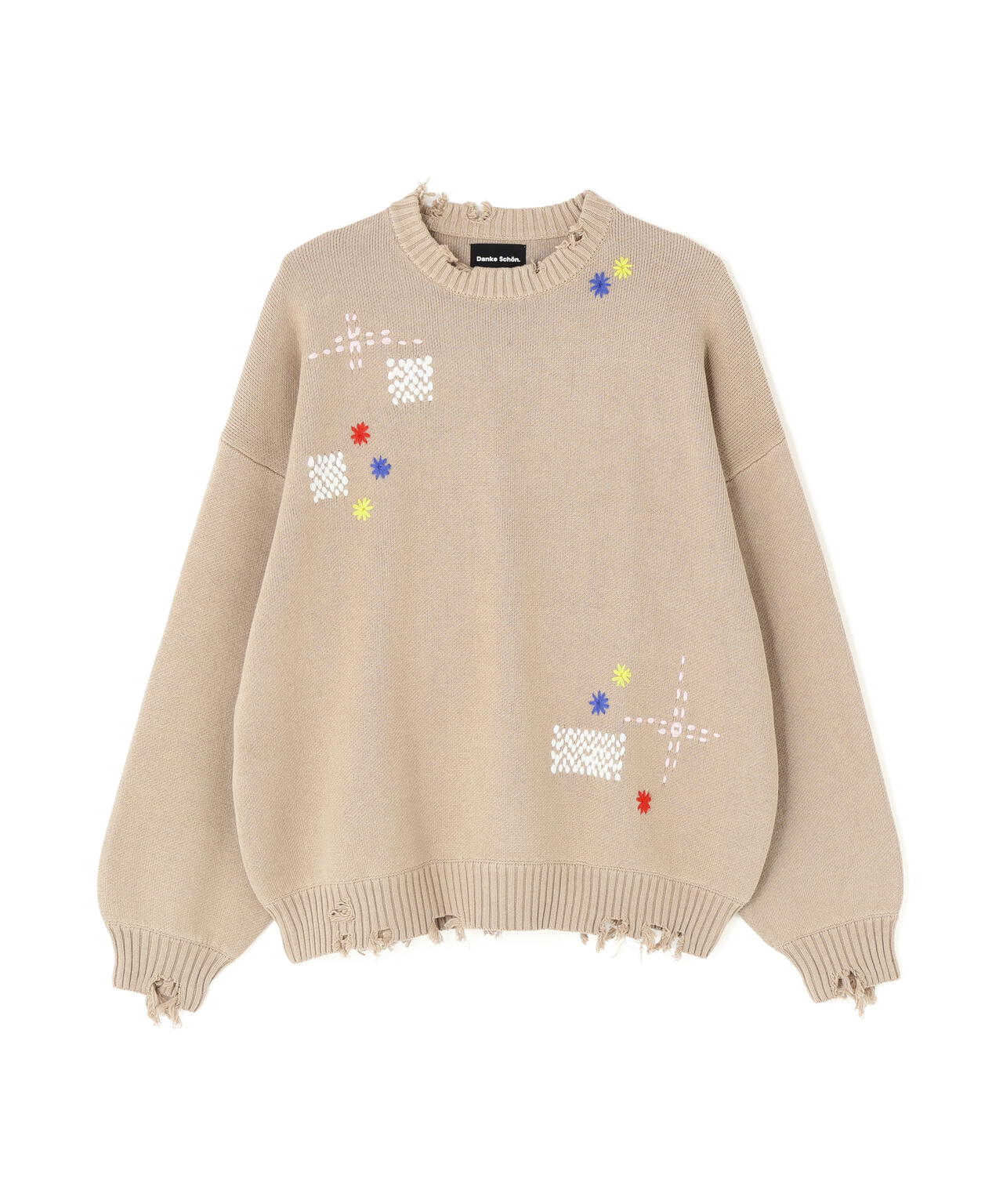 美品 2023✨LIVINGTONE CITYSHOP別注 FINTAN WEB&DEPOT限定】DankeSchon/ダンケシェーン/HAND STITCH KNIT CREWNECK
