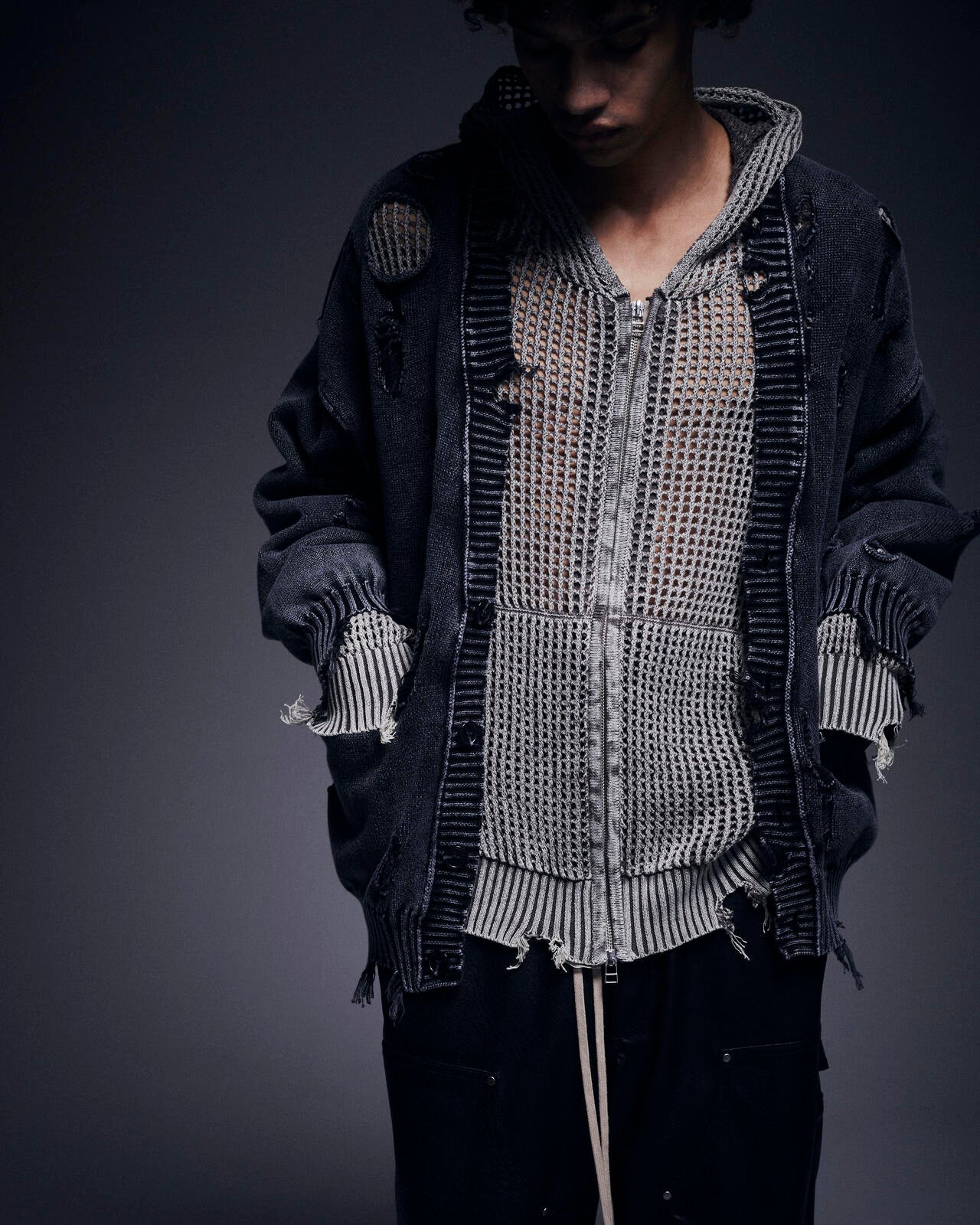 DankeSchon/ダンケシェーン/ACID WASH TENJIKU CARDIGAN