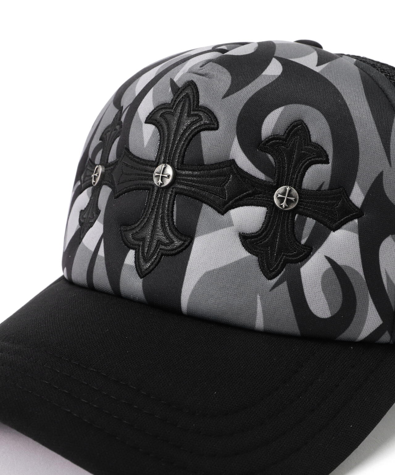 SUPPLIER/サプライヤー/TRIBAL CAMO CROSS LEATHER PATCH MESH CAP