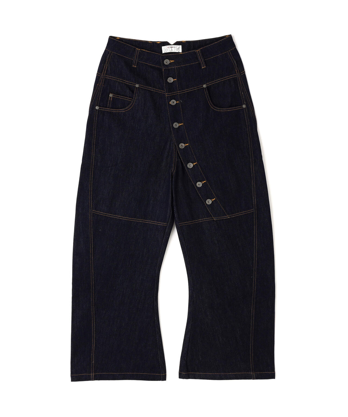 DND4DES/ディーエヌディーフォーデス/Avant-Garde Curved Button Raw Denim Jeans