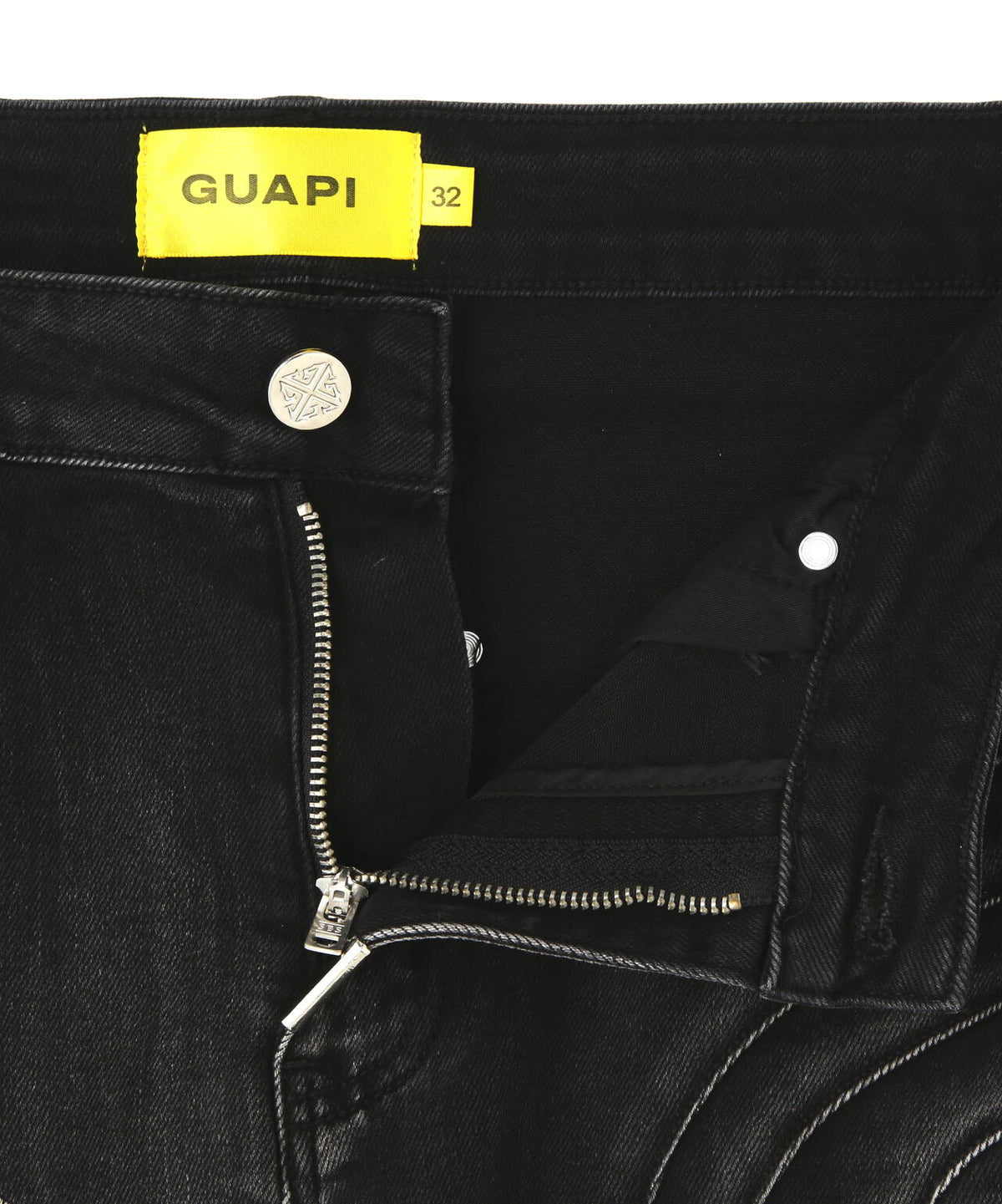 GUAPI/グアピ/Obsidian Black Cross Buckle Denim