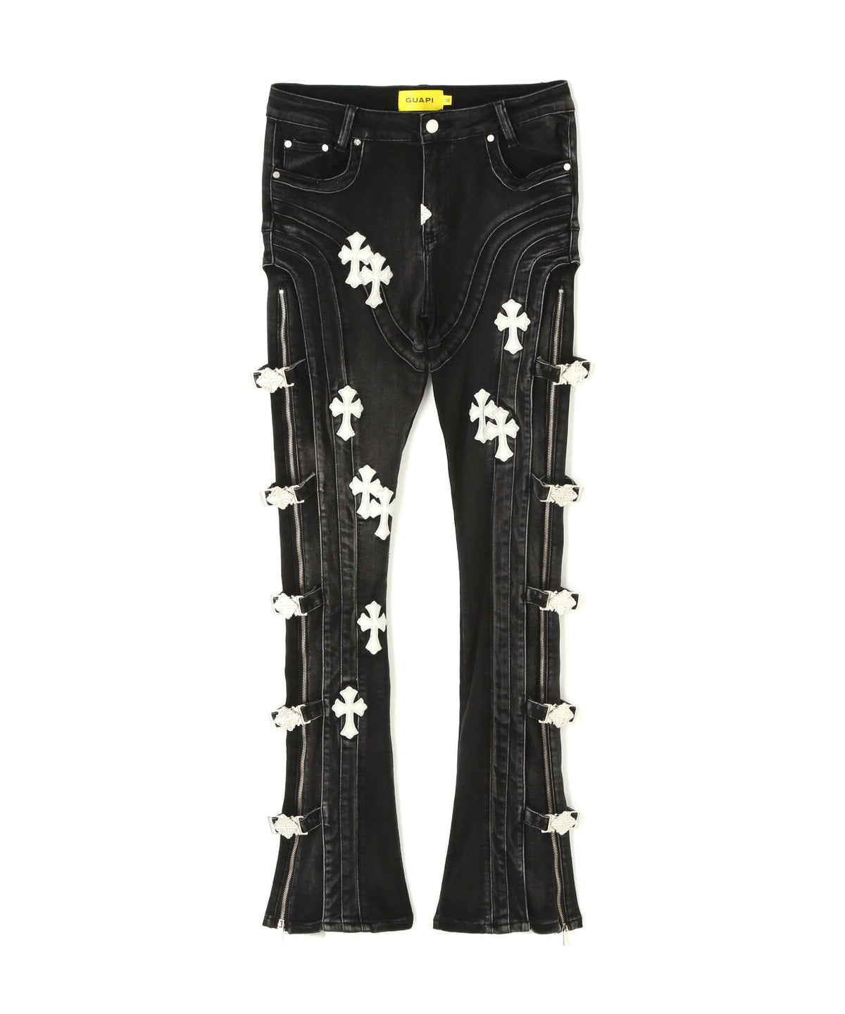 GUAPI/グアピ/Obsidian Black Cross Buckle Denim