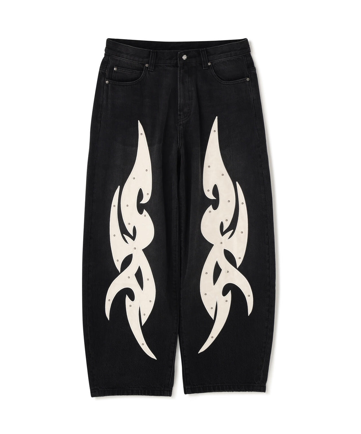 SUPPLIER/サプライヤー/Studs Tribal Leather Patch Curve Denim