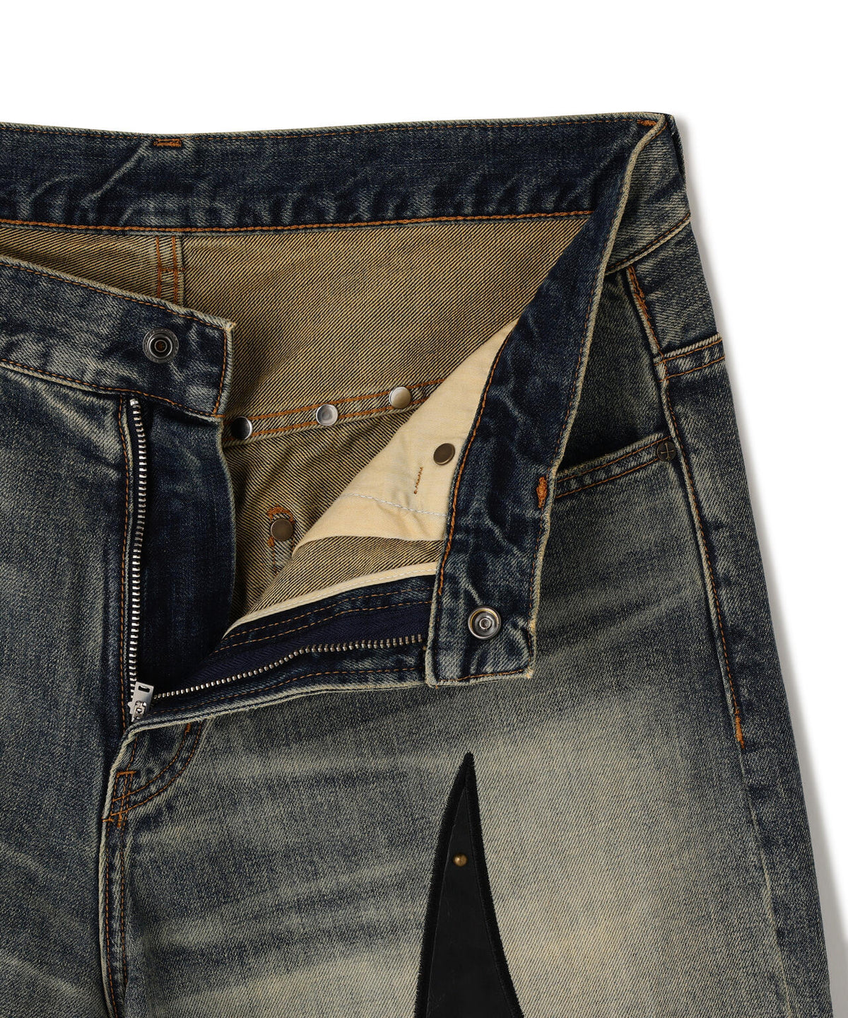 SUPPLIER/サプライヤー/Studs Tribal Leather Patch Curve Denim