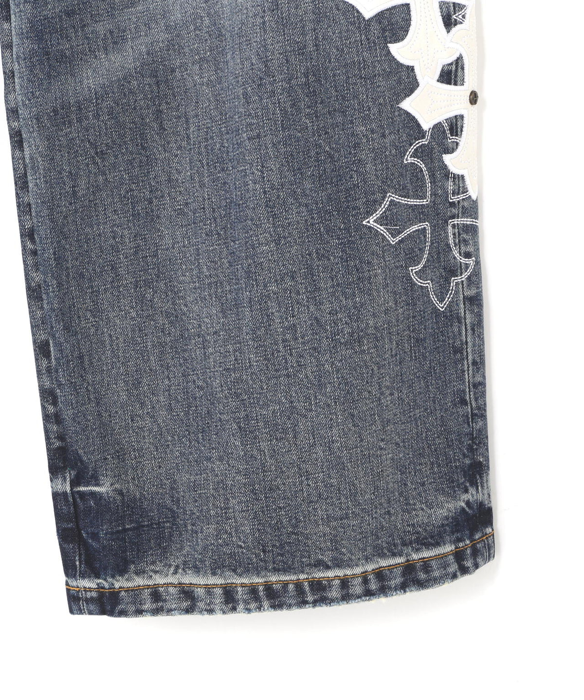 SUPPLIER/サプライヤー/Multiple Cross Leather Patch Baggy Denim