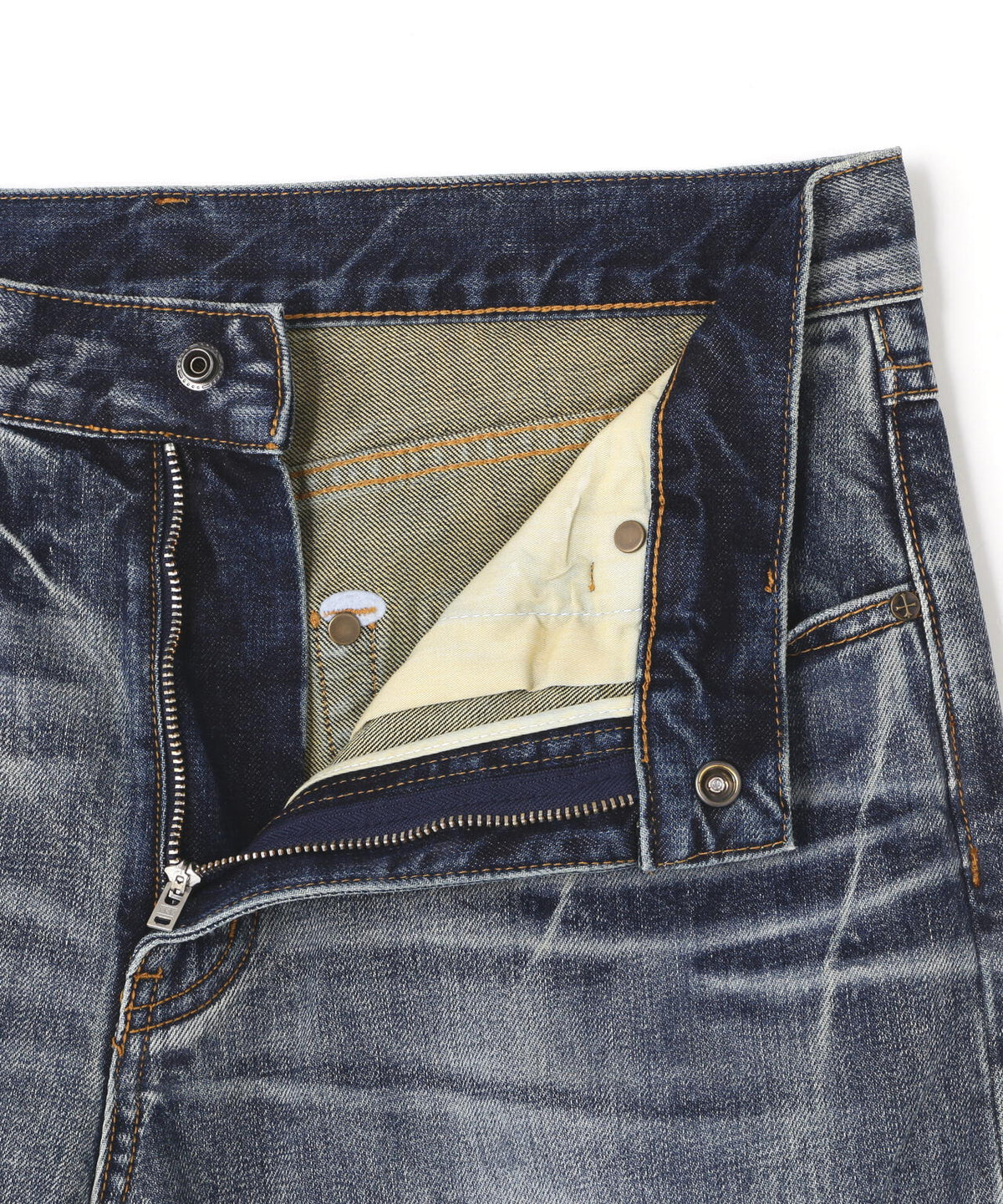 SUPPLIER/サプライヤー/Multiple Cross Leather Patch Baggy Denim