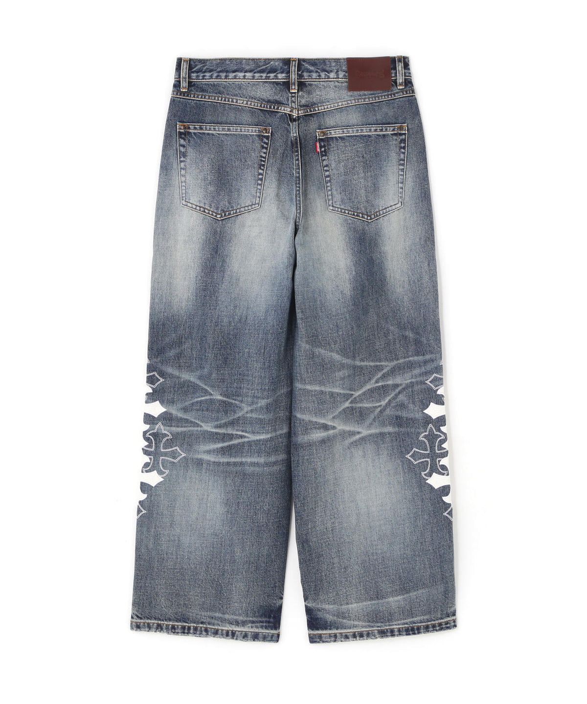 SUPPLIER/サプライヤー/Multiple Cross Leather Patch Baggy Denim