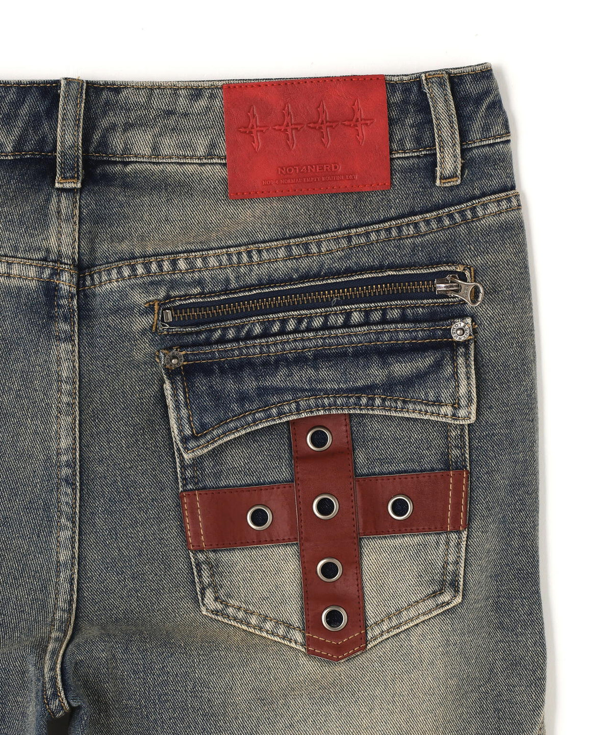 NOT4NERD/ノットフォーナード/Contrast Panel Low Rise Flare Fit Denim Pants