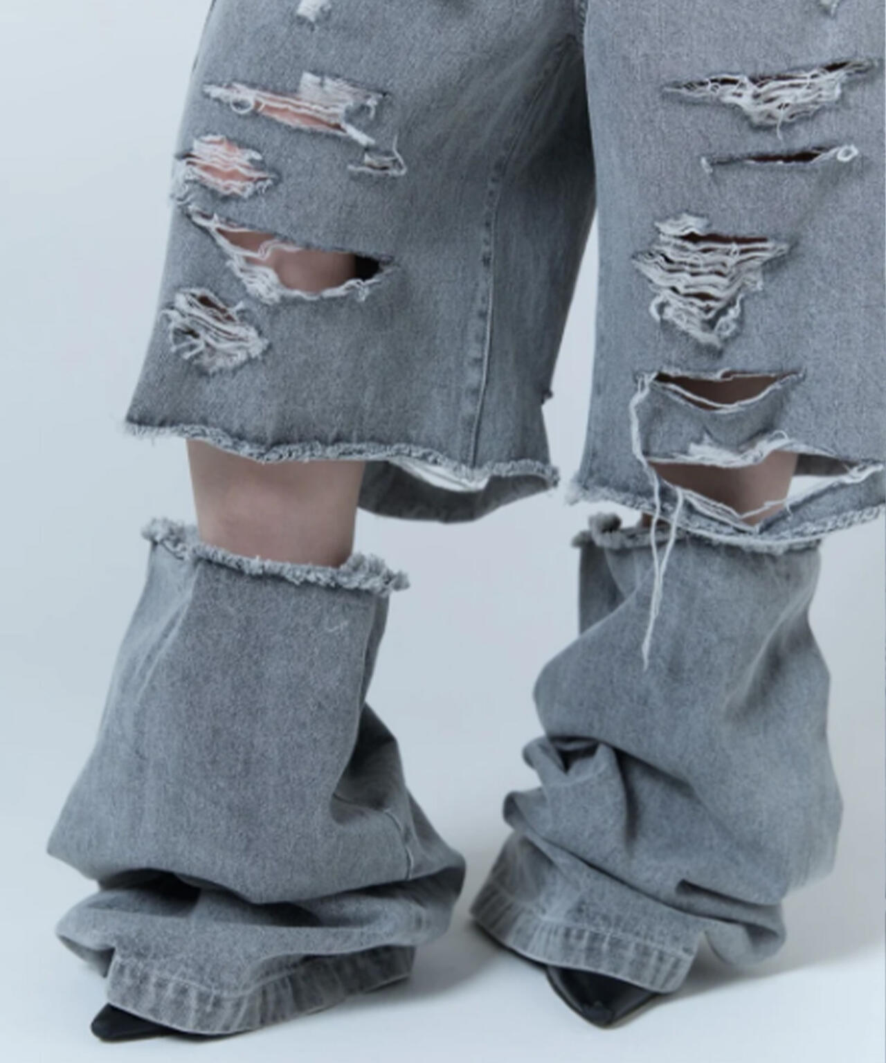 neith.tokyo デニム レッグカバー付きDark Blue neith./ネイス/Destroyed Denim and Leg cover | L.H.P