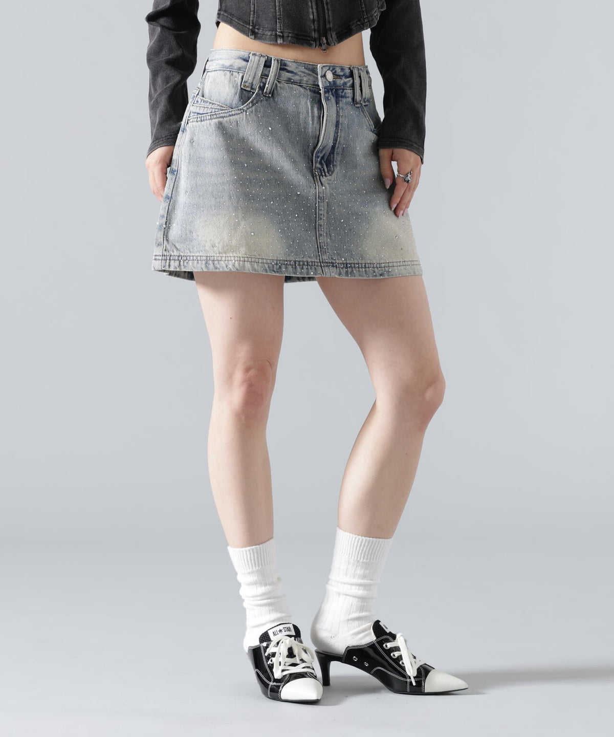 MAVYTH/メヴィス/RHINESTONE MINI SKIRT