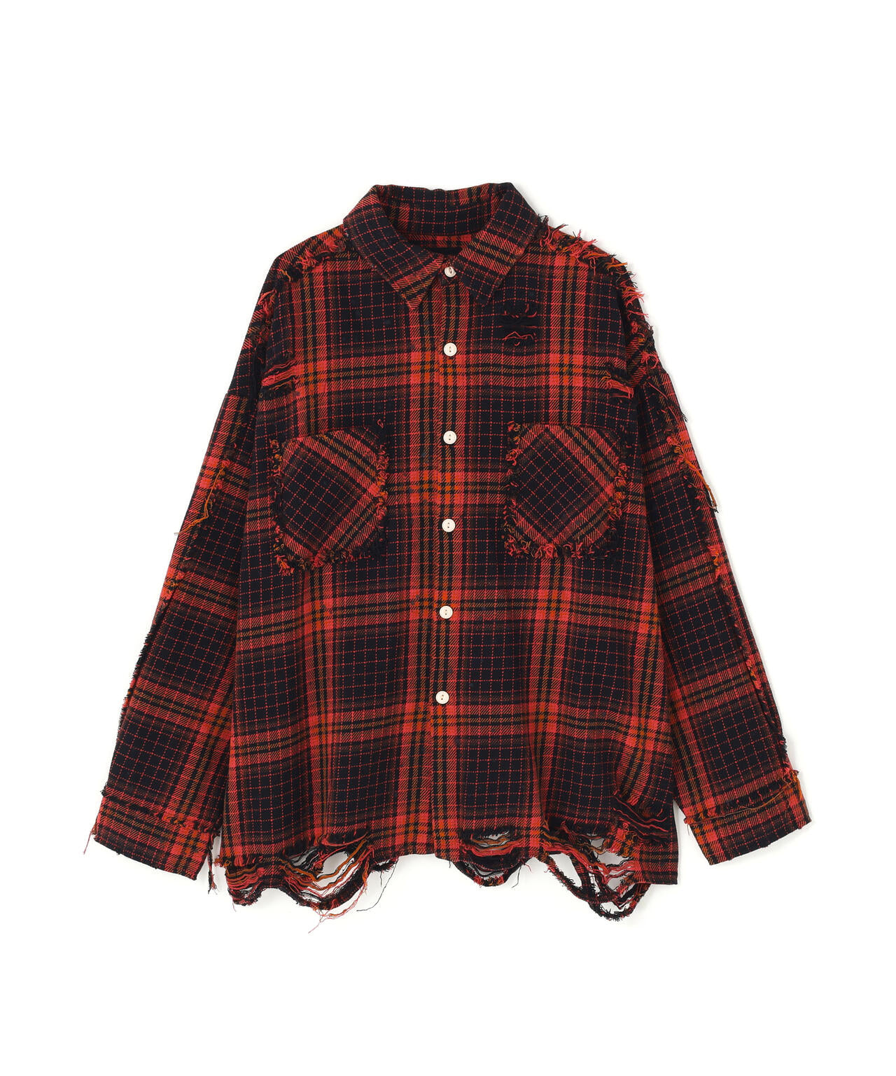 正規品 LHP ダンケシェーン 長袖 チェック柄 トップス シャツ レッド WEB&DEPOT限定】DankeSchon/ダンケシェーン/FLANNEL DAMAGE SHIRTS