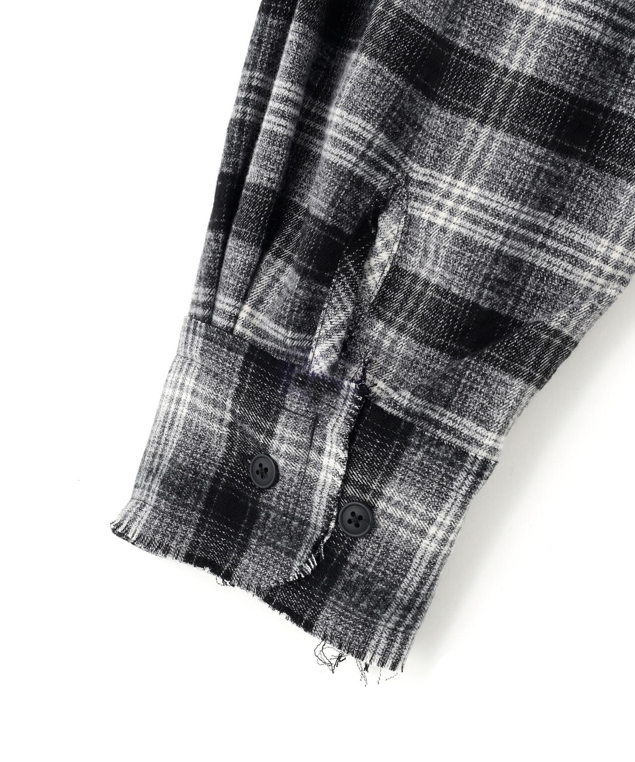 DankeSchon/ダンケシェーン/CUTOFF SWEATHOOD CHECK SHIRTS