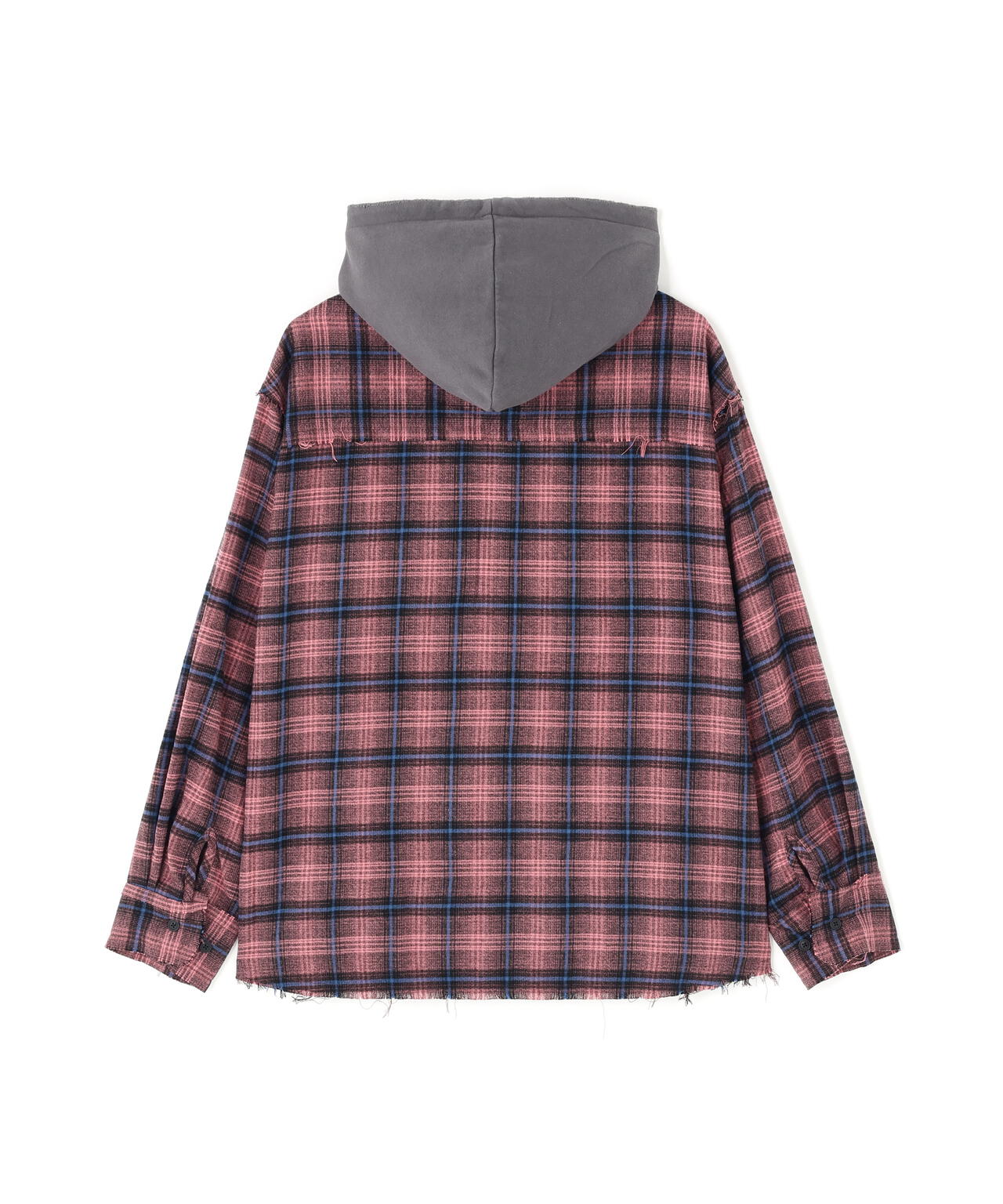 DankeSchon/ダンケシェーン/CUTOFF SWEATHOOD CHECK SHIRTS