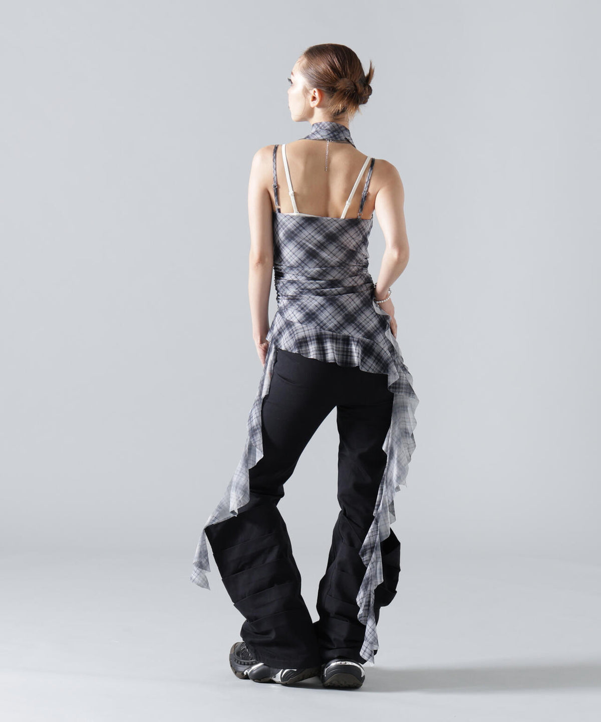 MAVYTH/メヴィス/ASYMMETRY FRILL CHECK TOP