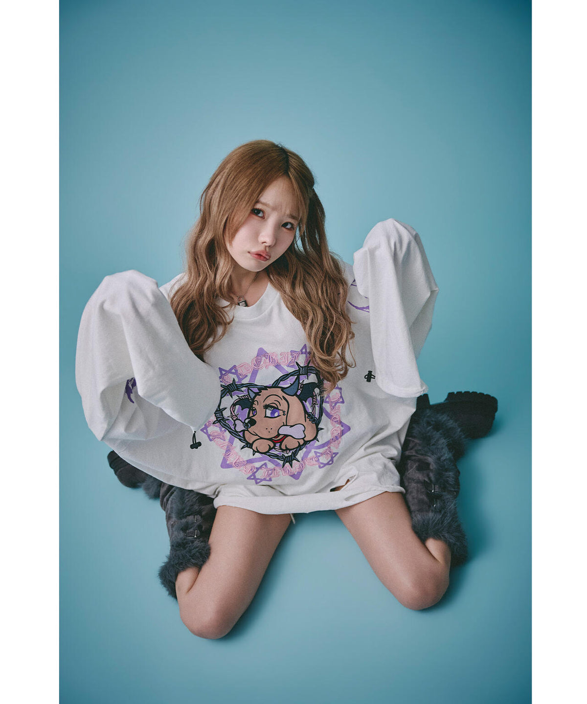 GALFY/ガルフィー/×松本いちか 小悪魔犬萌え袖ロンTEE