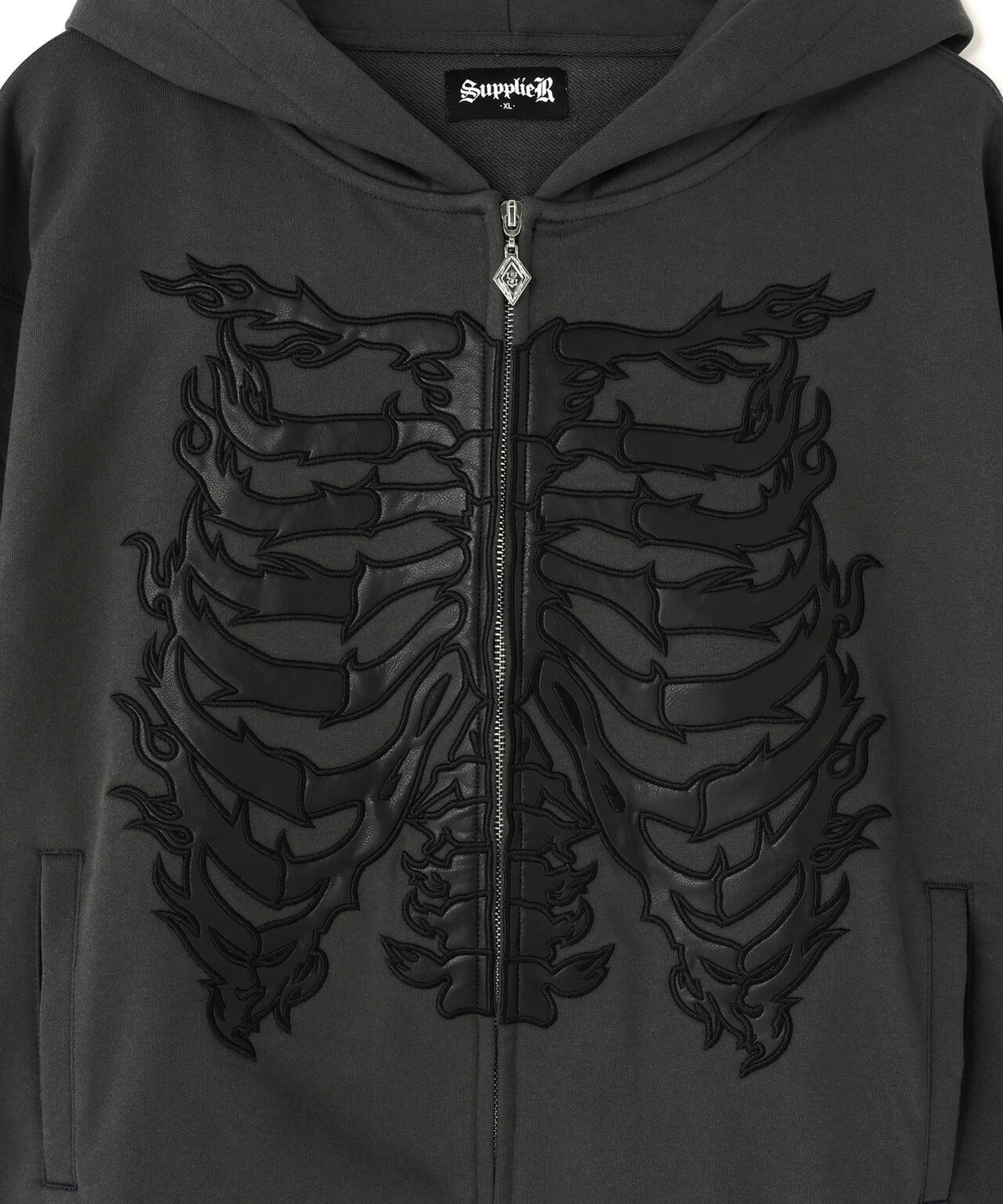 SUPPLIER/サプライヤー/Fire Bones Leather Patch Zip Hoodie