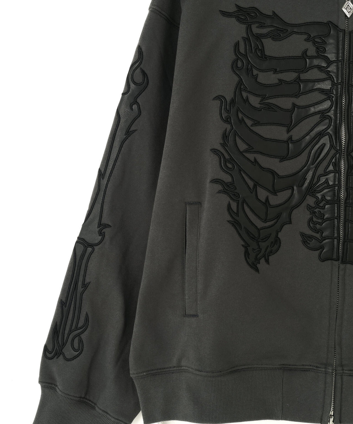 SUPPLIER/サプライヤー/Fire Bones Leather Patch Zip Hoodie