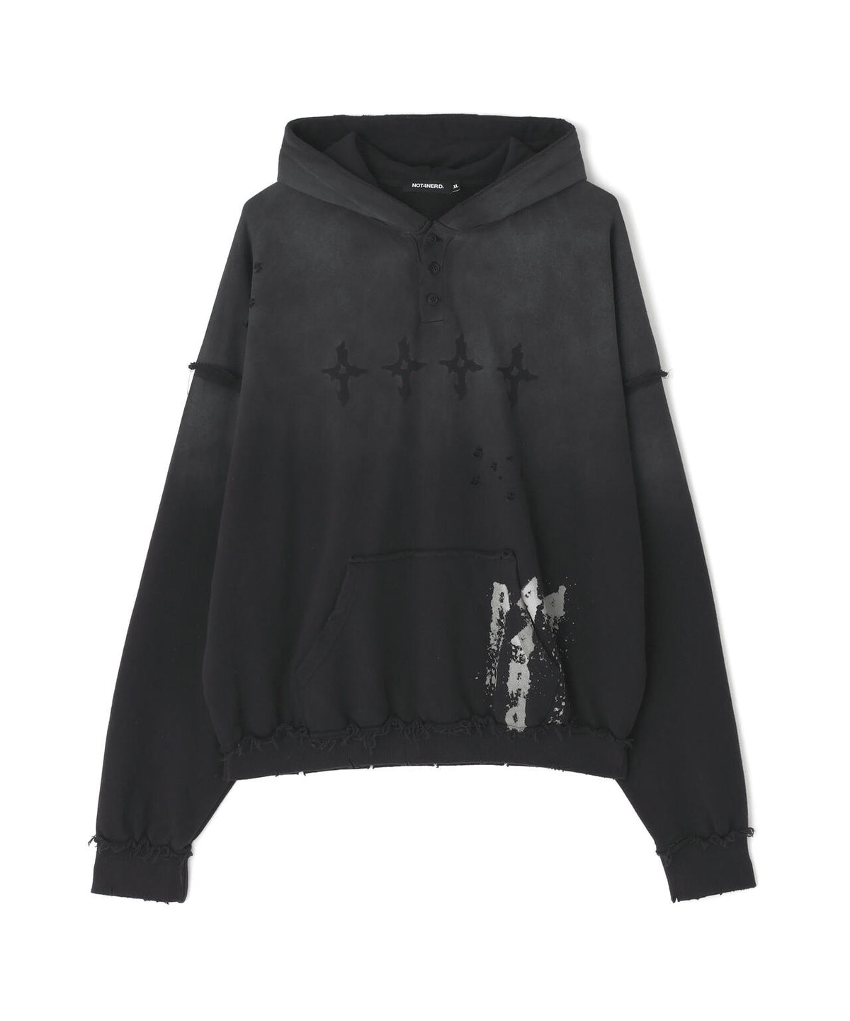 NOT4NERD/ノットフォーナード/4444 Raw Edge Wash Pull Hoodie