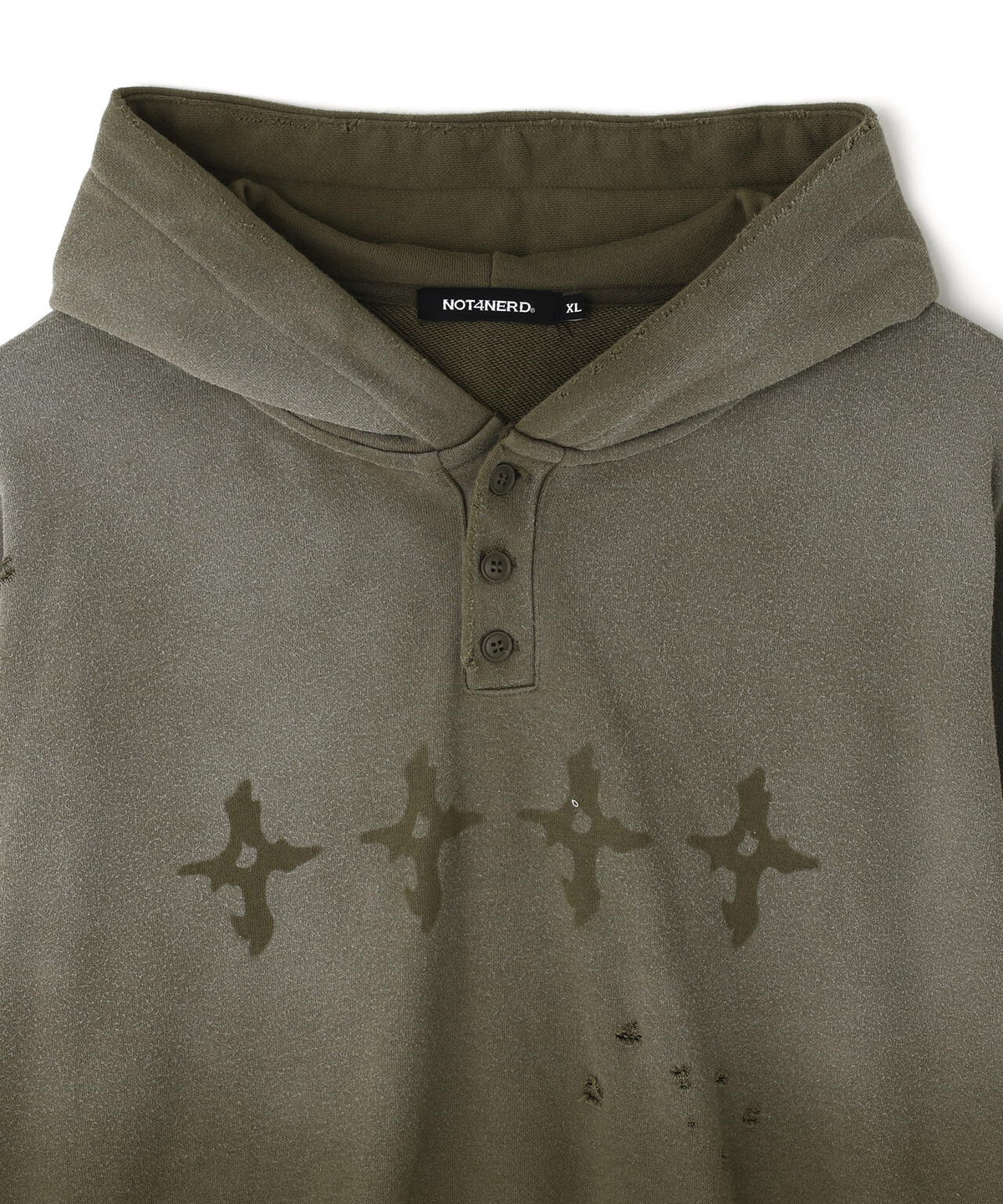 NOT4NERD/ノットフォーナード/4444 Raw Edge Wash Pull Hoodie