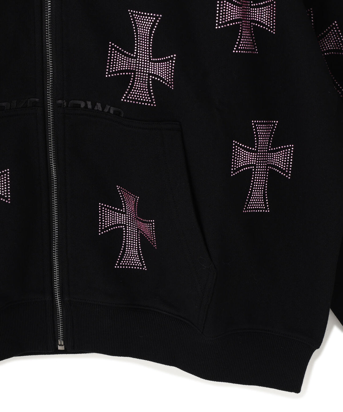 UNKNOWNLONDON/アンノウンロンドン/Allover Cross Rhinestone Zip Hoodie