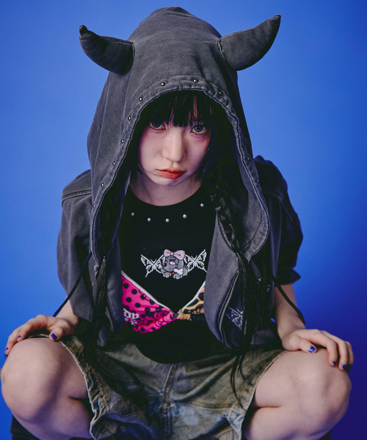 GALFY/ガルフィー/【LHP EXCLUSIVE】地雷ギャル フード半袖パーカー