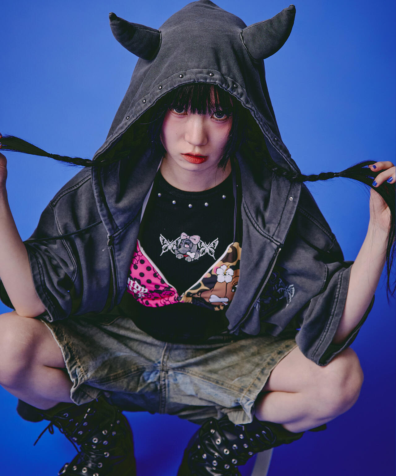 新品未使用 GALFY ガルフィー フード 部族 パーカー サブカル 地雷系 GALFY/ガルフィー/【LHP EXCLUSIVE】地雷ギャル フード半袖パーカー