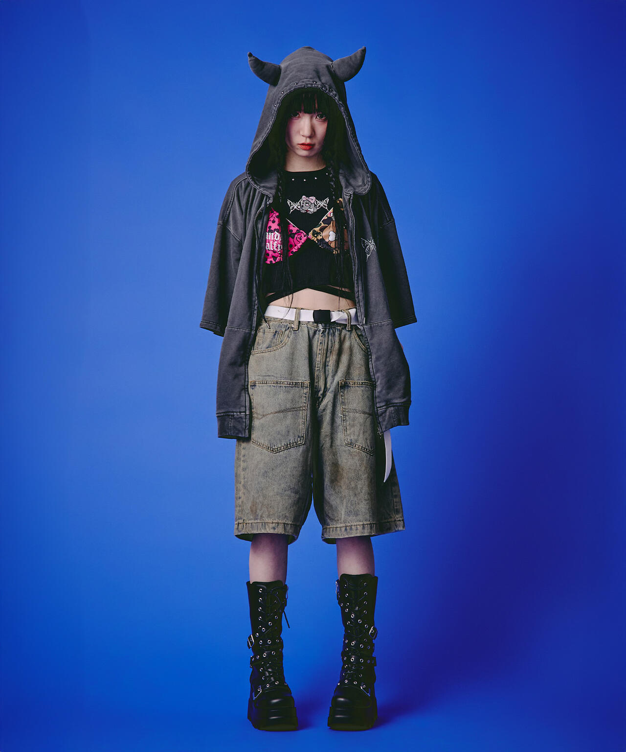 新品未使用 GALFY ガルフィー フード 部族 パーカー サブカル 地雷系 GALFY/ガルフィー/【LHP EXCLUSIVE】地雷ギャル フード半袖パーカー