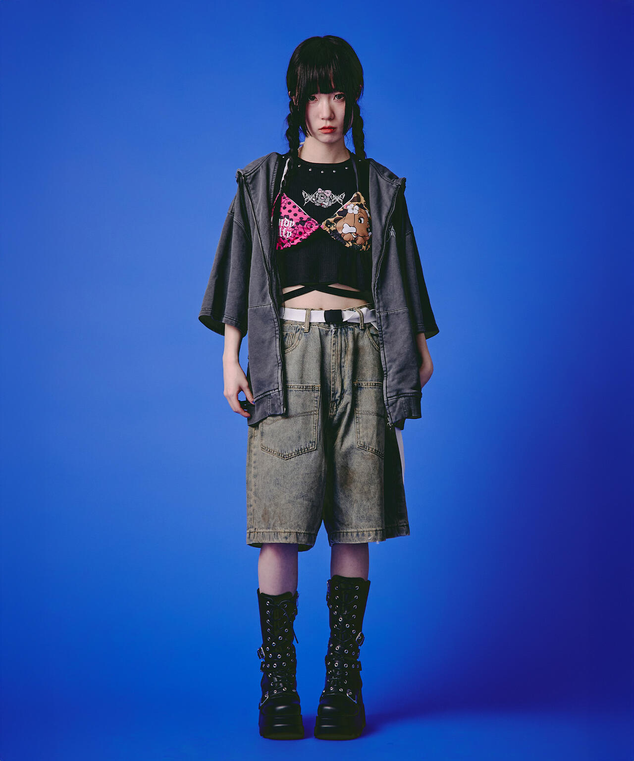GALFY/ガルフィー/【LHP EXCLUSIVE】地雷ギャル フード半袖パーカー