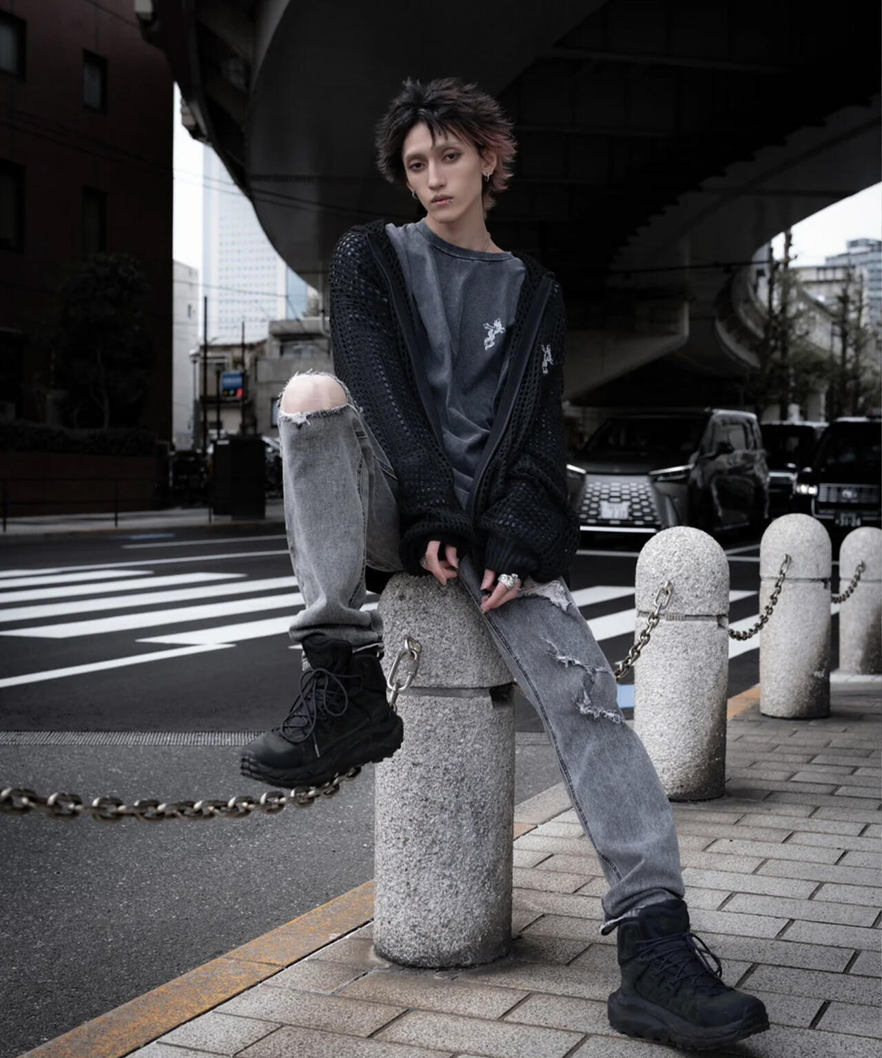 gibous/ギボス/Cross Snake Mesh Parker | L.H.P（エルエイチピー