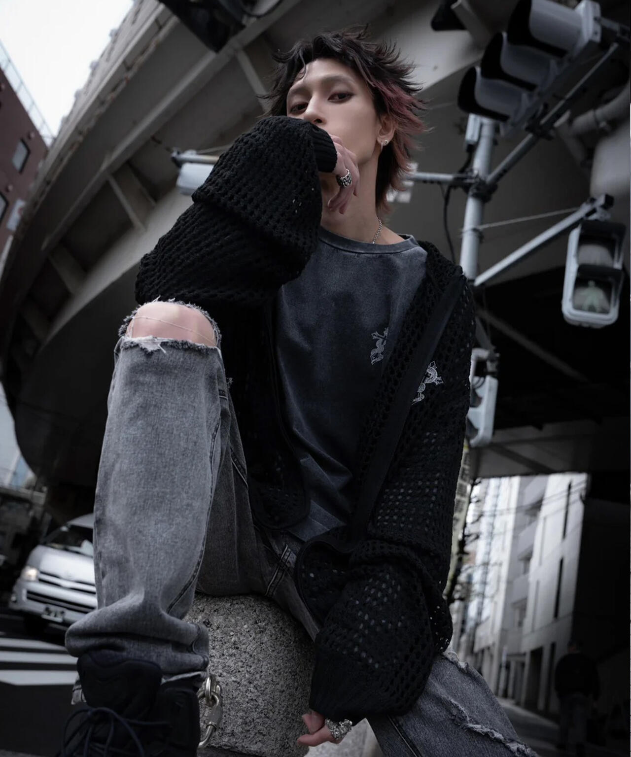gibous/ギボス/Cross Snake Mesh Parker | L.H.P（エルエイチピー
