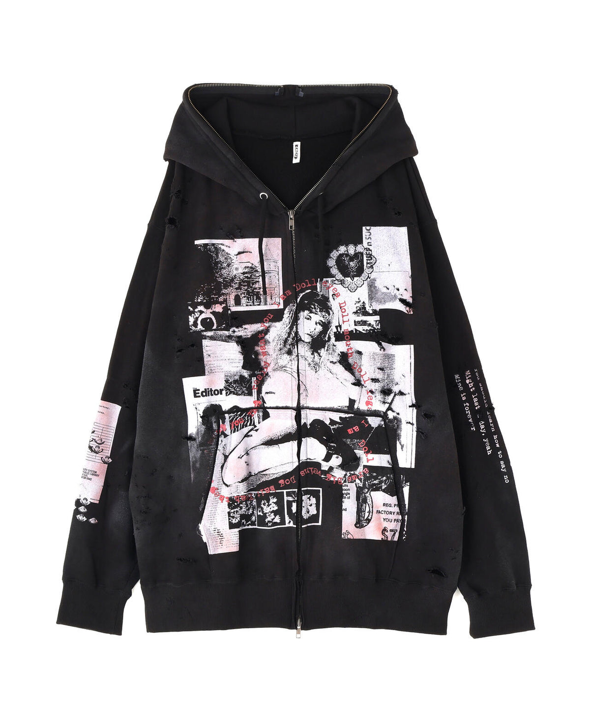 emary/エメリー/Damaged Scarred Cd Zip Hoodie