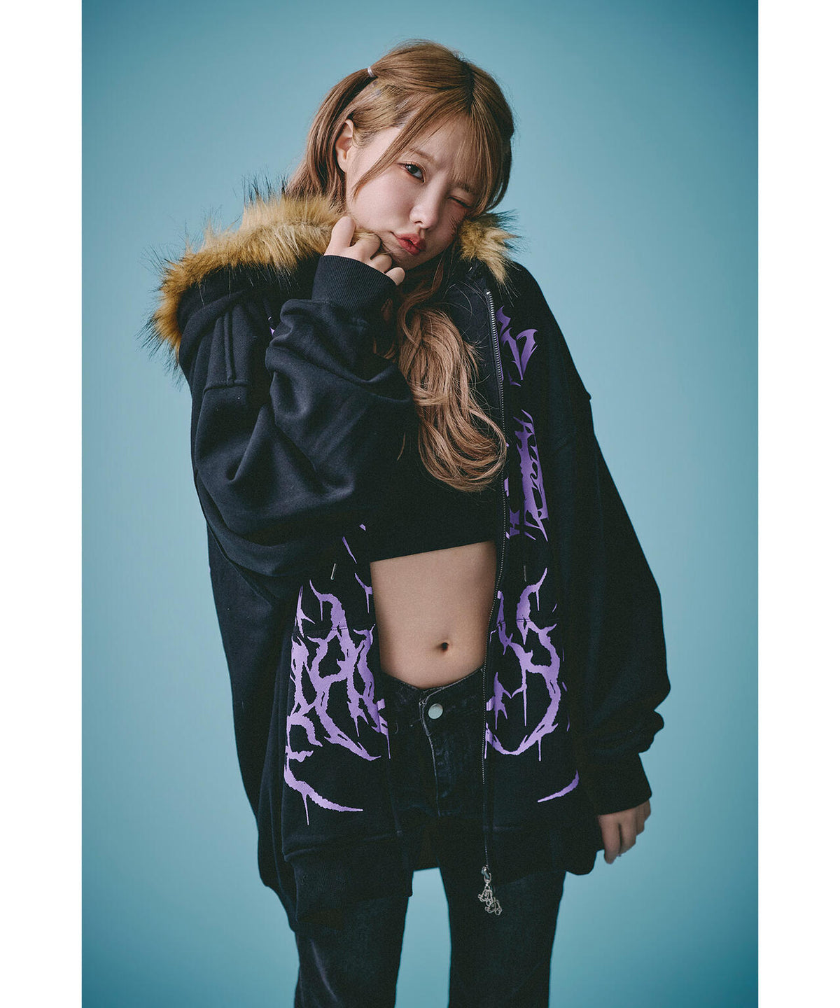 GALFY/ガルフィー/×松本いちか 小悪魔犬ふわふわフードZIPパーカー