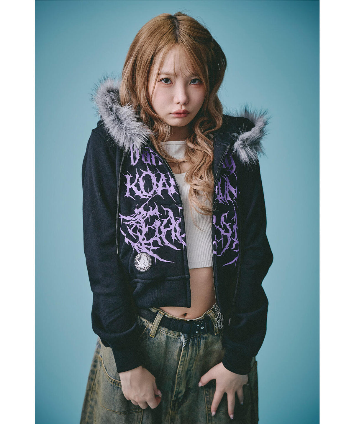 GALFY/ガルフィー/×松本いちか 小悪魔犬ふわふわフードZIPパーカー