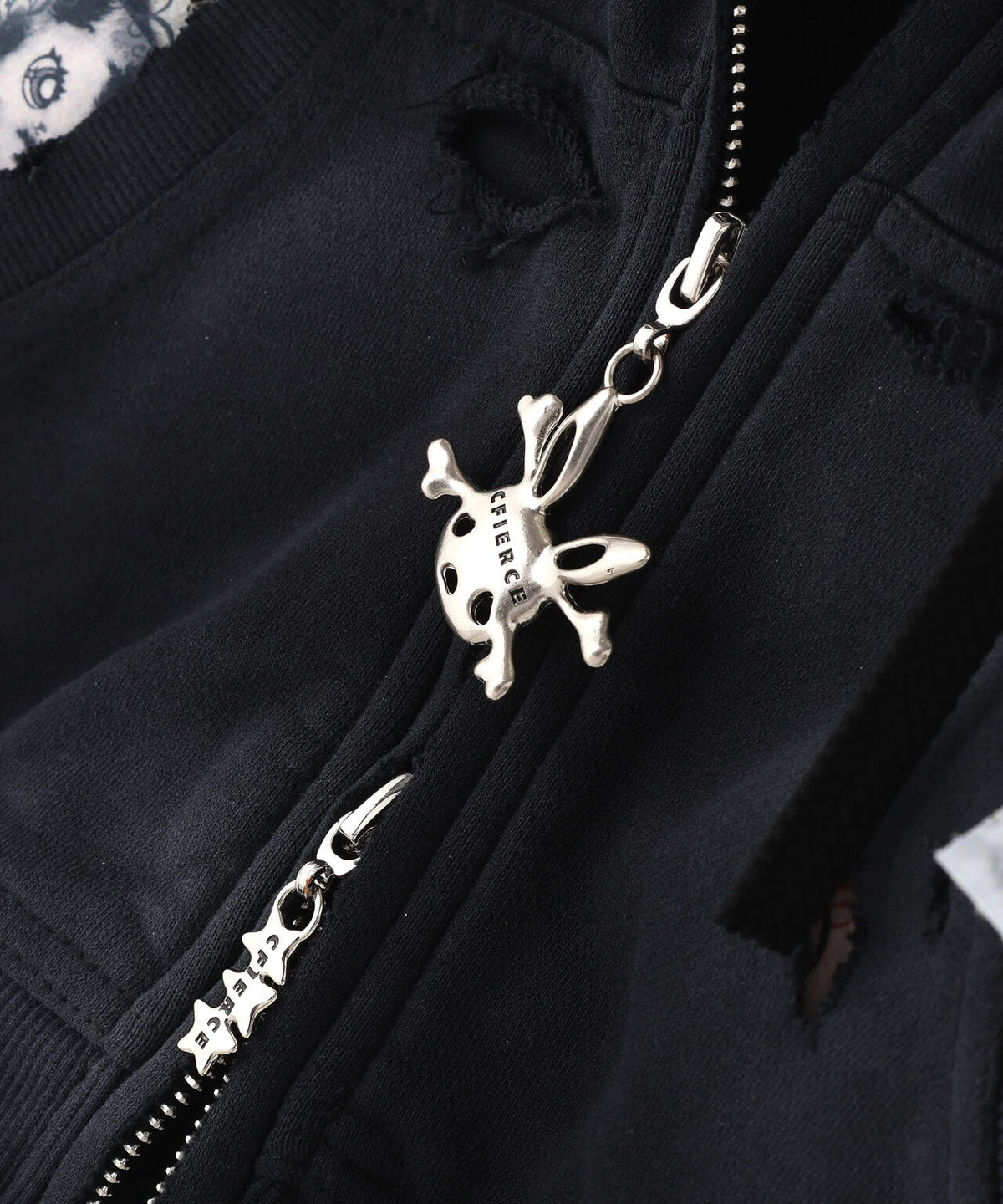 CFIERCE/フィアス/CASH RIPPED SLELES ZIP HOODIE