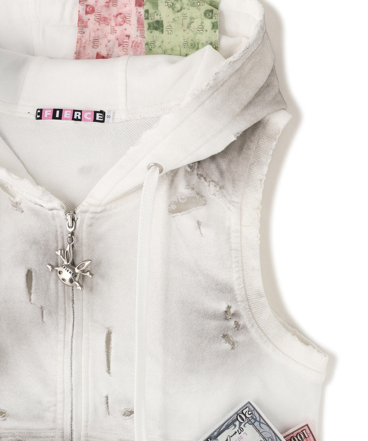 CFIERCE/フィアス/CASH RIPPED SLELES ZIP HOODIE