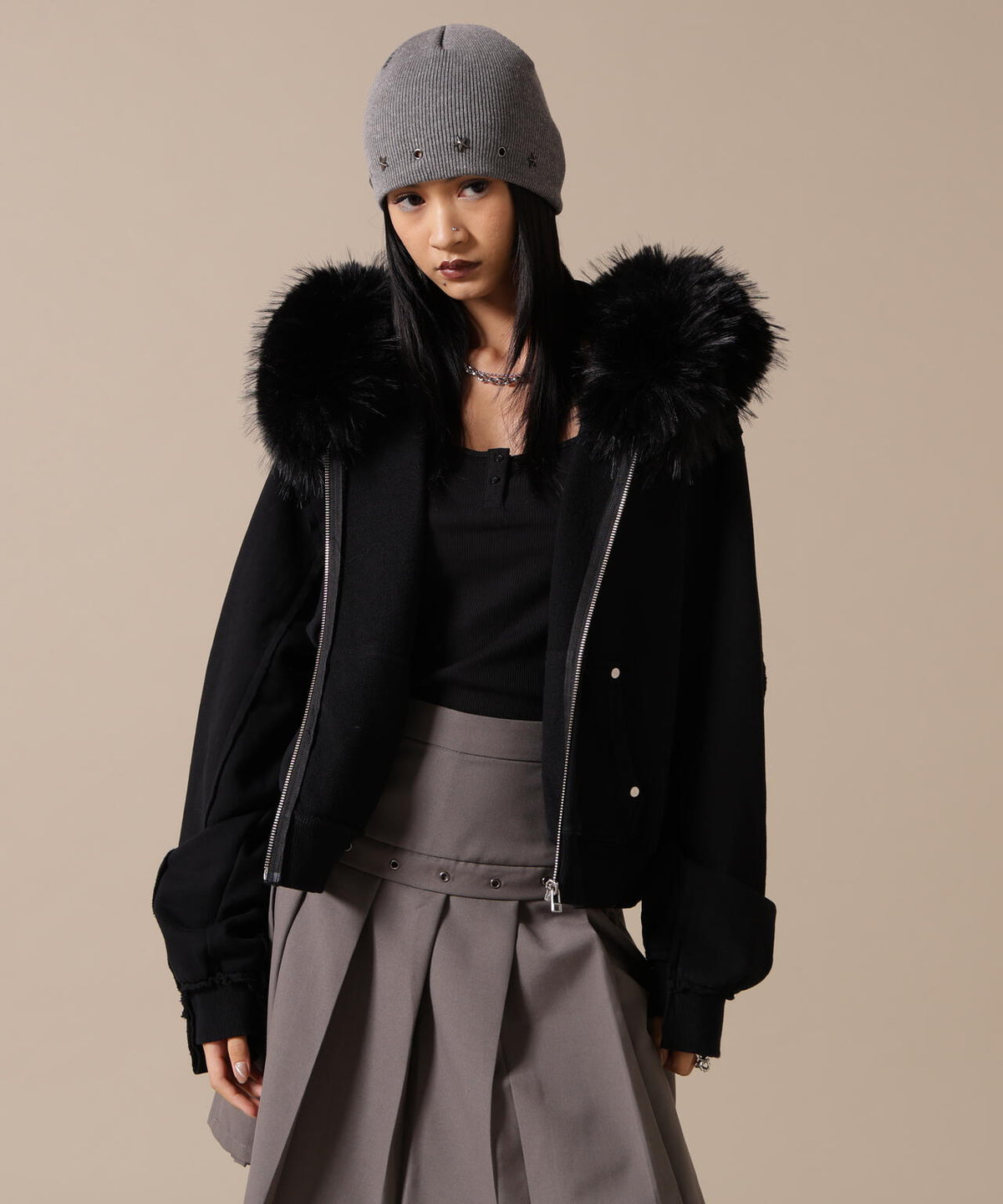 DankeSchon/ダンケシェーン/WOMEN FUR SWEAT HOODIE