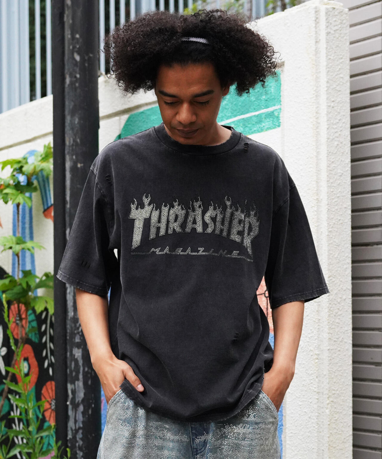 Thrasher/スラッシャー/【LHP別注】LINESTONE TEE/ラインストーンT