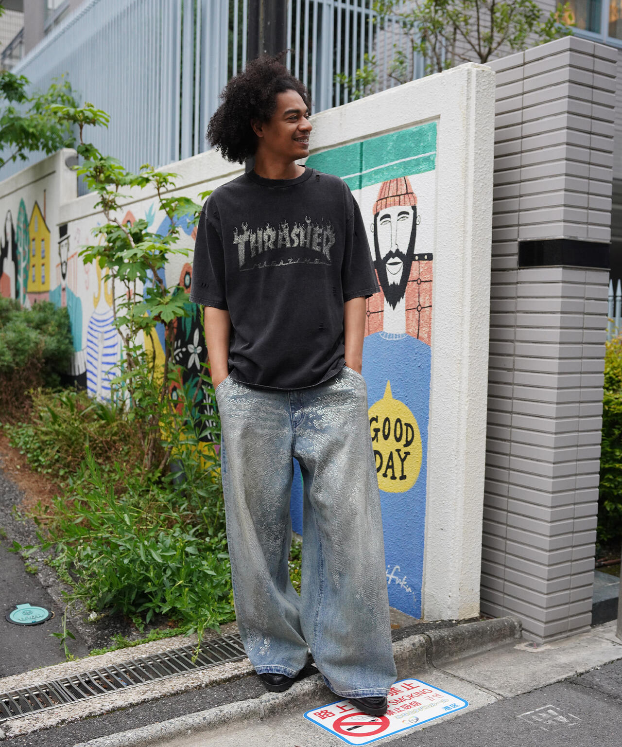 Thrasher/スラッシャー/【LHP別注】LINESTONE TEE/ラインストーンTシャツ