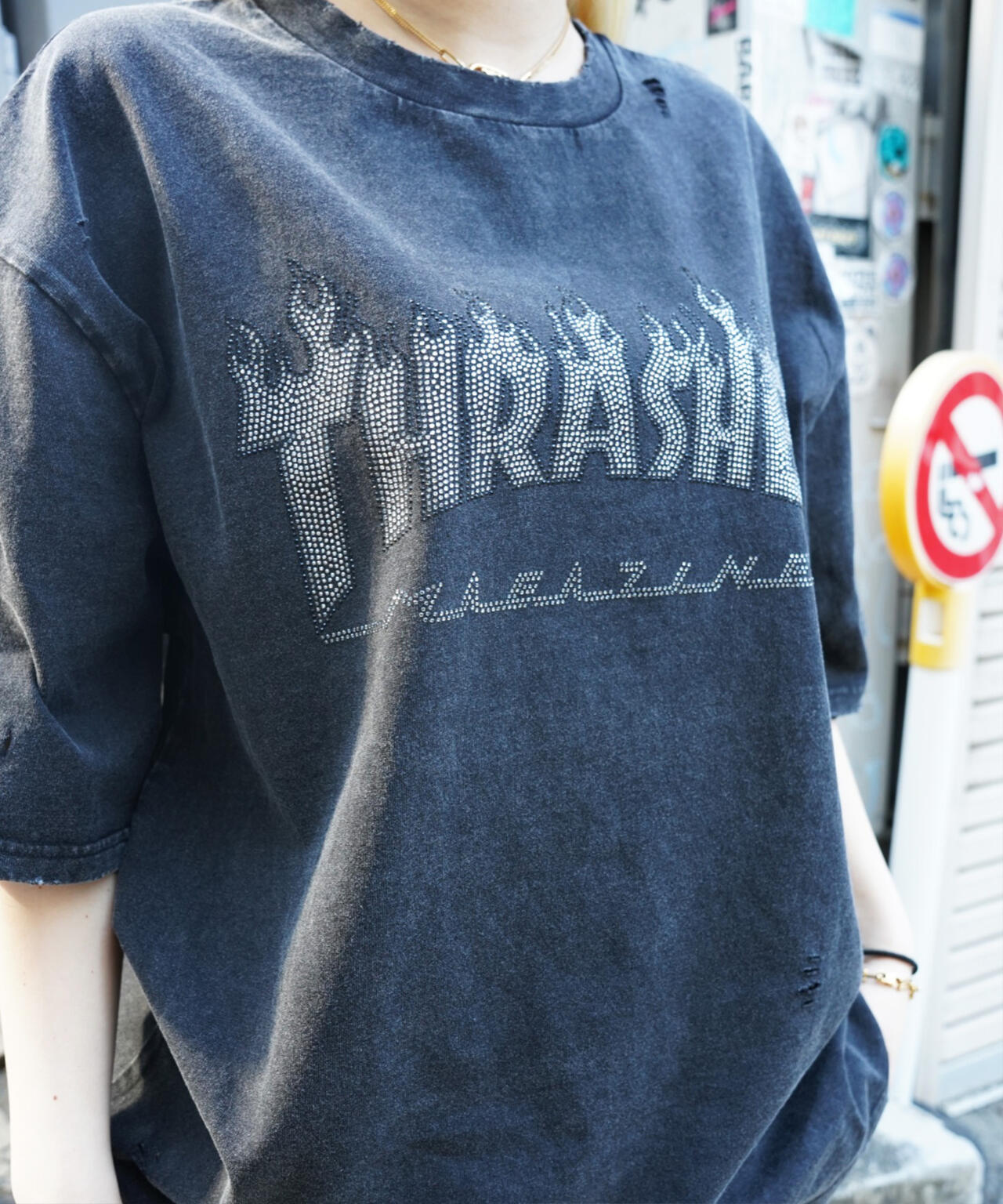 Thrasher/スラッシャー/【LHP別注】LINESTONE TEE/ラインストーンTシャツ