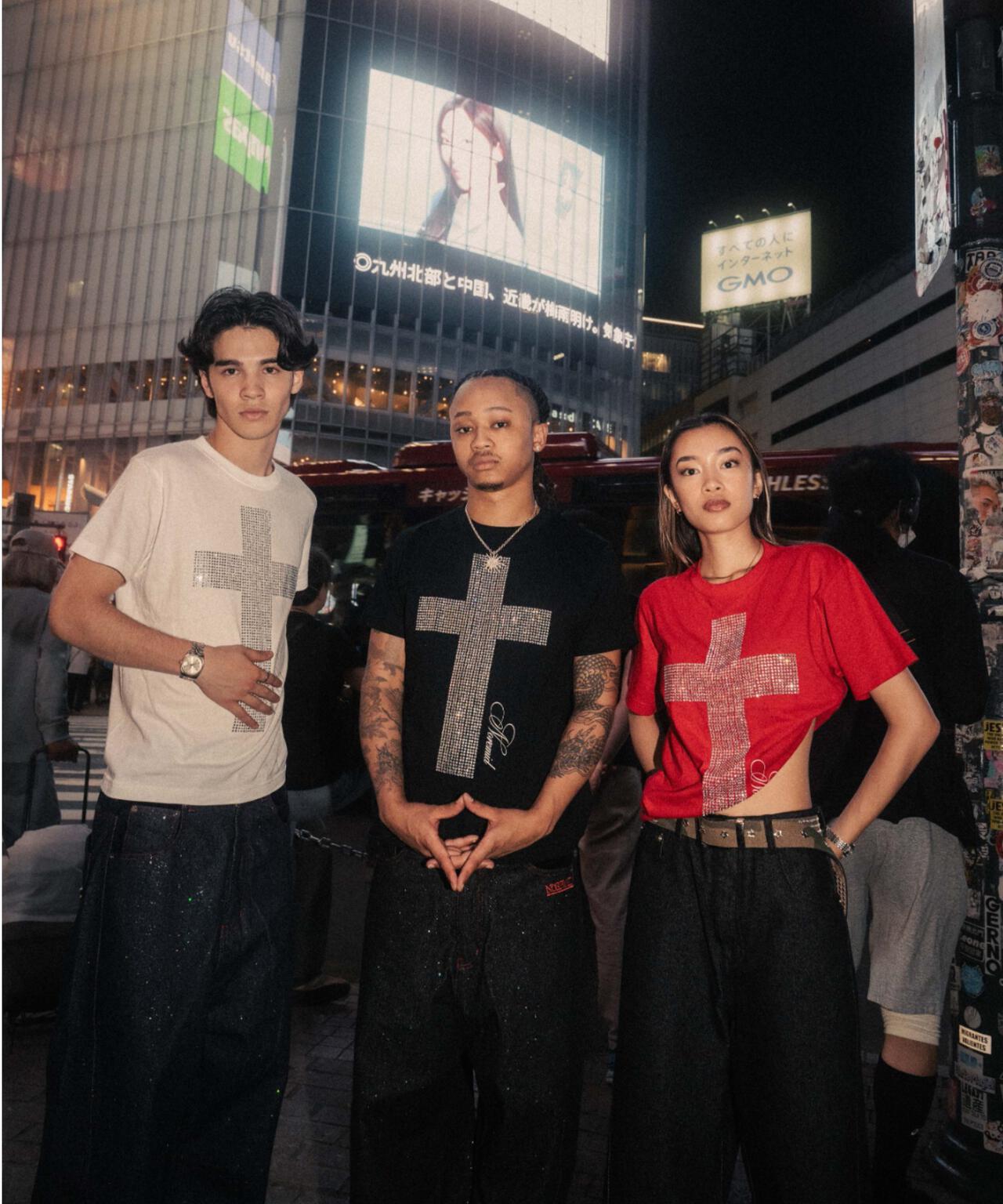 NoRemid/ノーリミッド/【LHP EXCLUSIVE】Cross Rhinestone S/S Tee