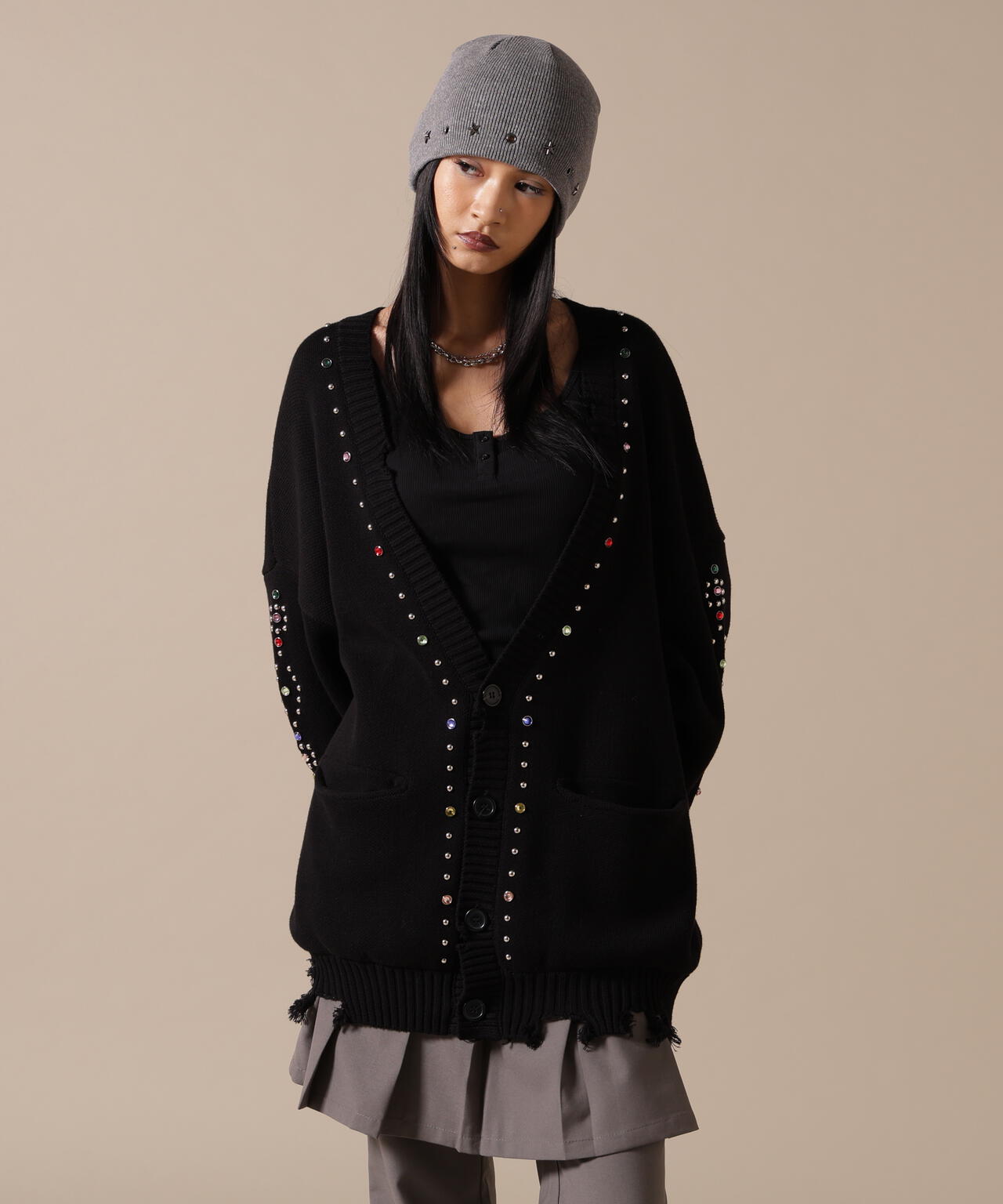 DankeSchon/ダンケシェーン/COTTON WJQ STUDS CARDIGAN | L.H.P