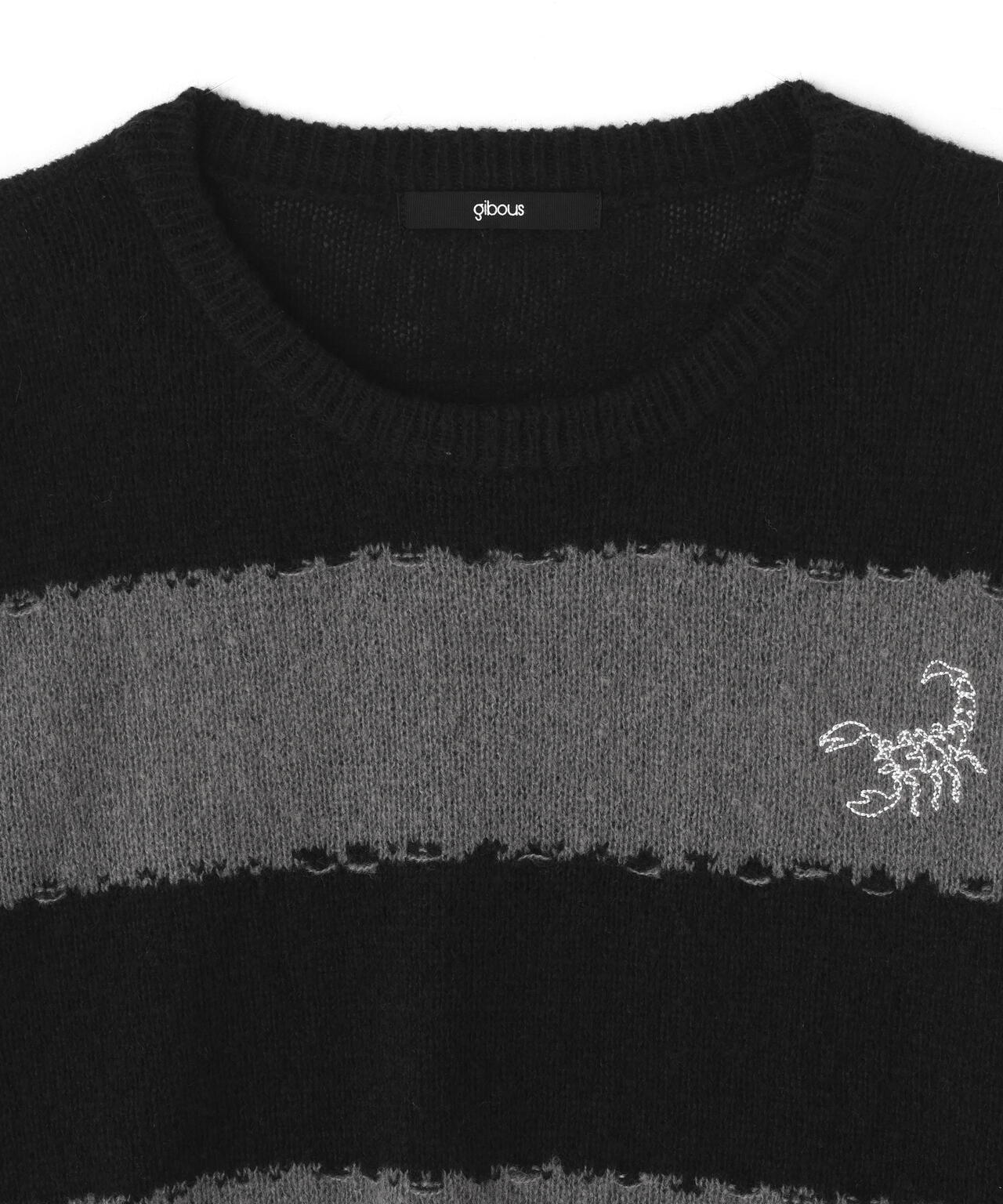 GIBOUS×GALFY スネークドッグレオパードベロアVネック ギボス gibous/ギボス/scorpion border knit | L.H.P（エルエイチピー