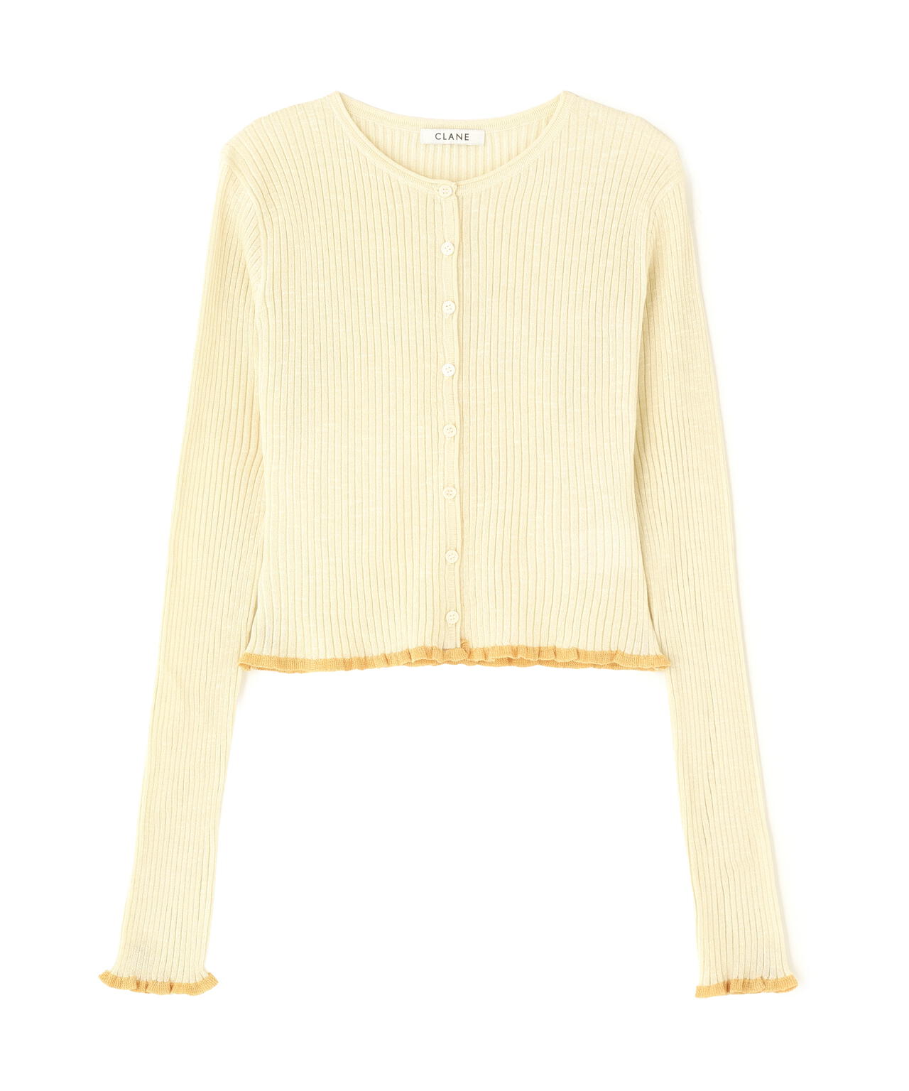 CLANE/クラネ/CONTRAST TRIM SHEER KNIT CARDIGAN