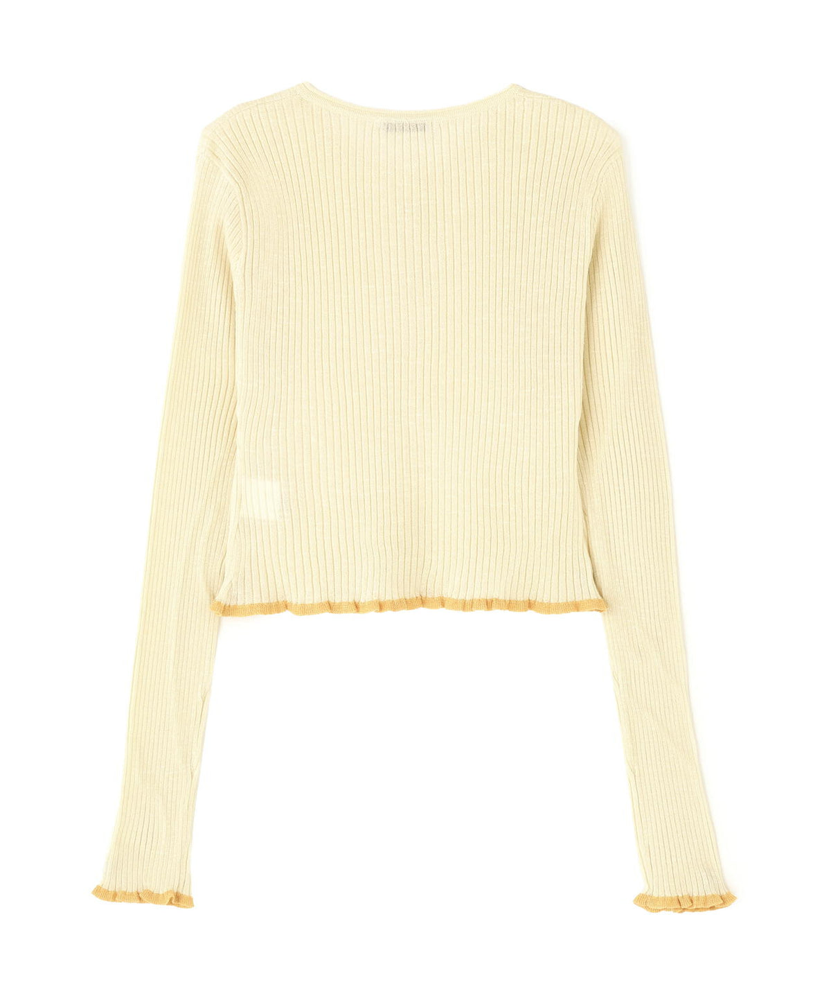 CLANE/クラネ/CONTRAST TRIM SHEER KNIT CARDIGAN