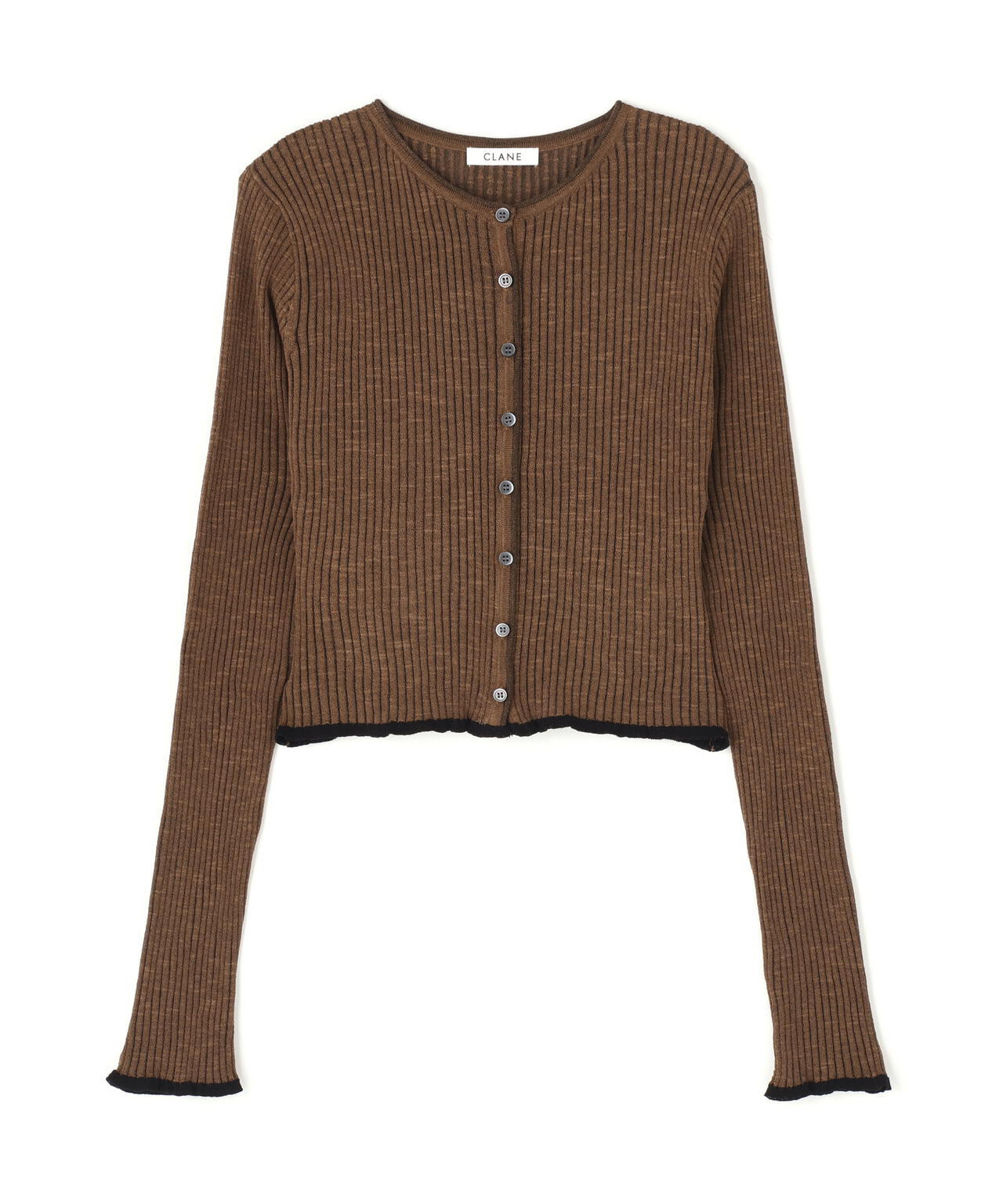 CLANE/クラネ/CONTRAST TRIM SHEER KNIT CARDIGAN