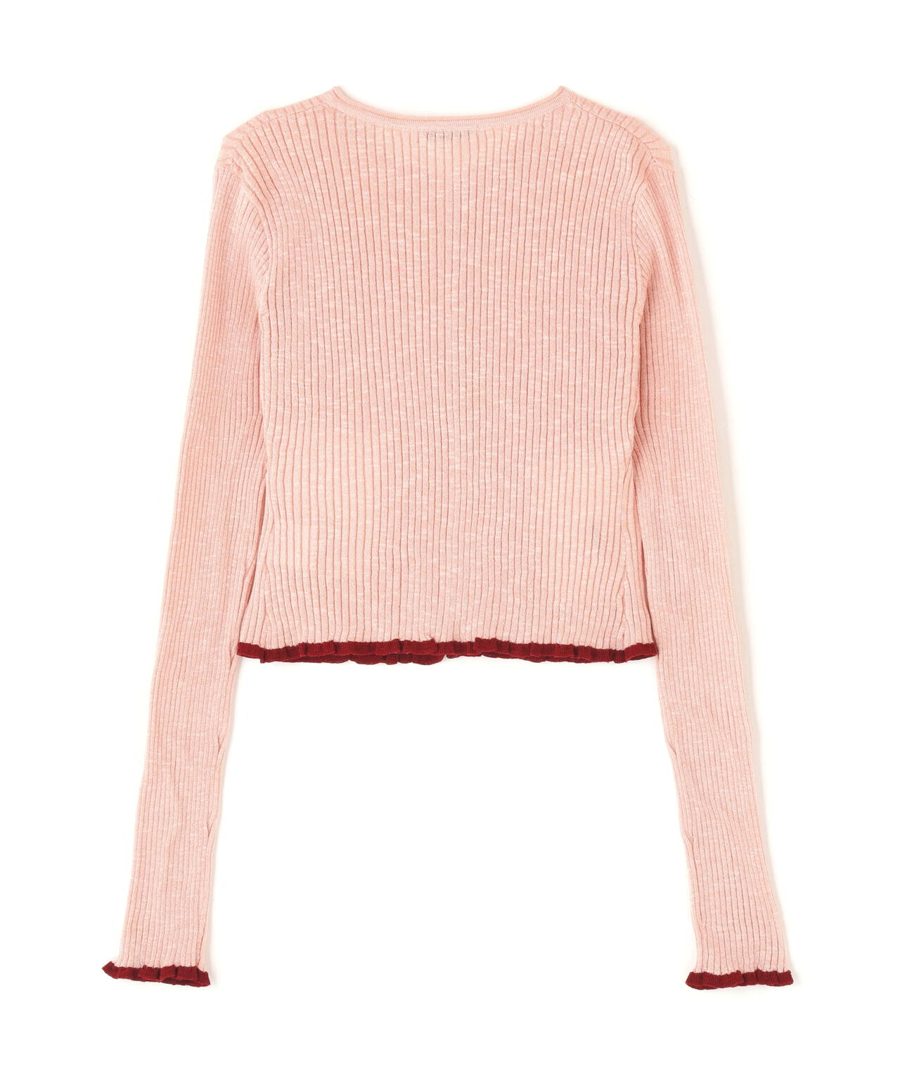 CLANE/クラネ/CONTRAST TRIM SHEER KNIT CARDIGAN