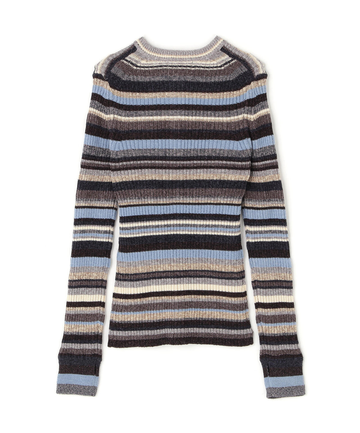 CLANE/クラネ/MULTI BORDER BUTTON DETAIL KNIT CARDIGAN