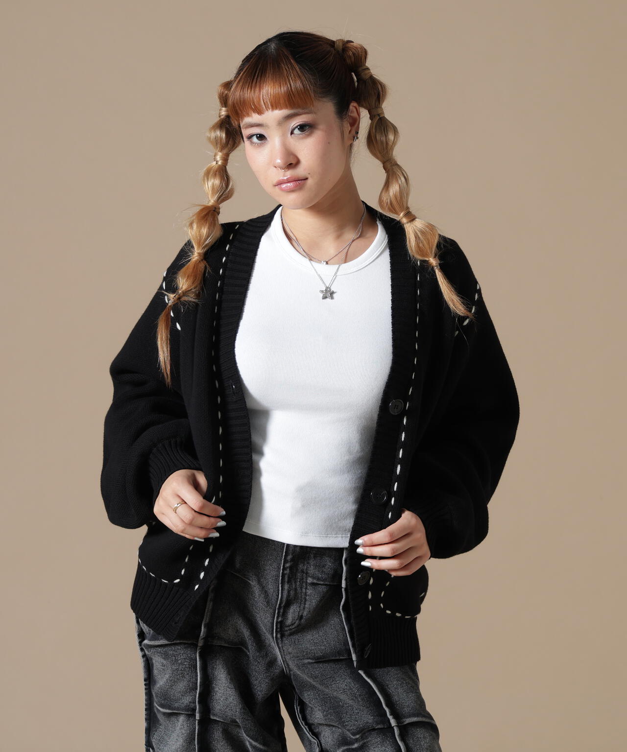 DankeSchon/ダンケシェーン/WOMEN STITCH KNIT CARDIGAN
