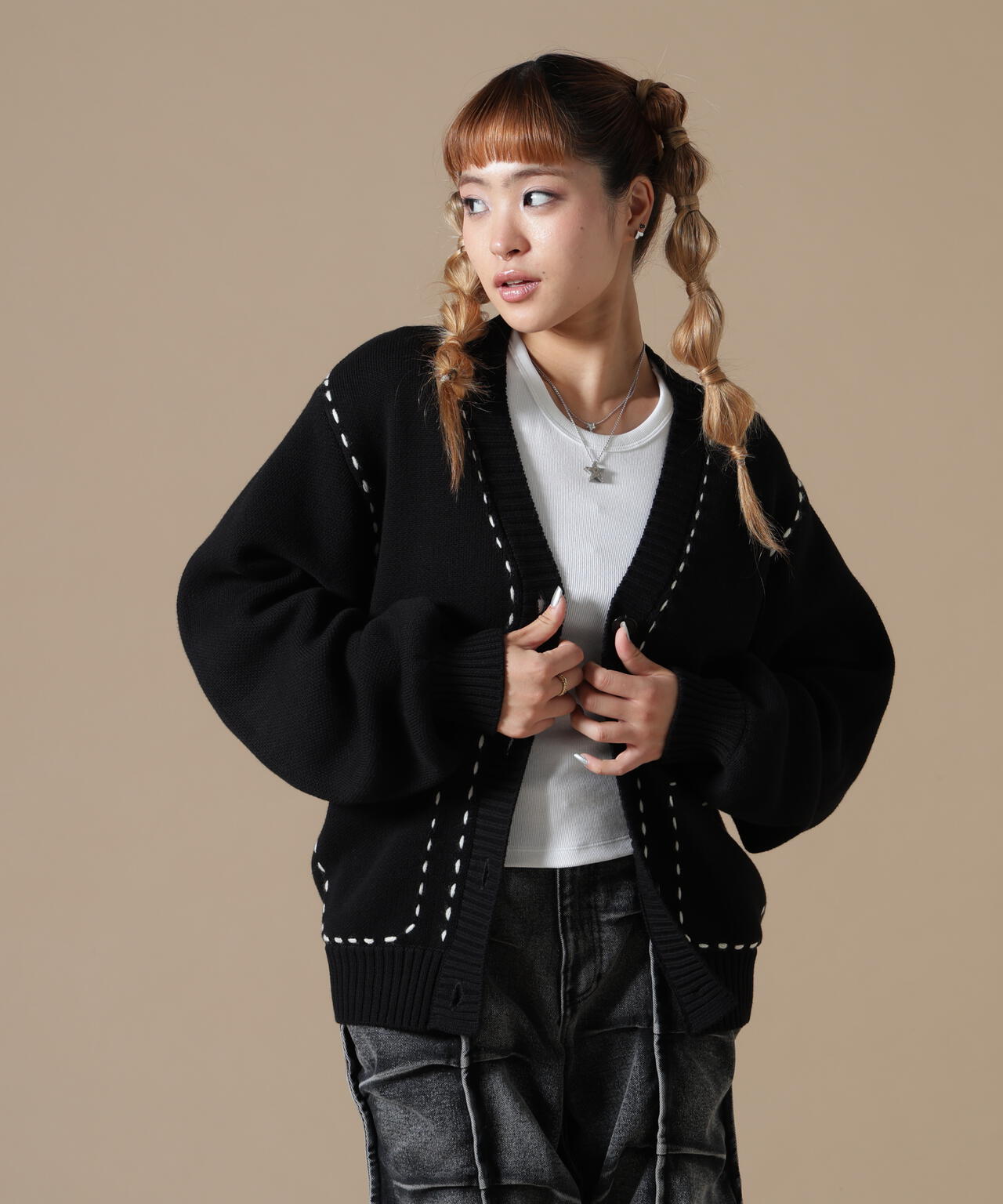 DankeSchon/ダンケシェーン/WOMEN STITCH KNIT CARDIGAN