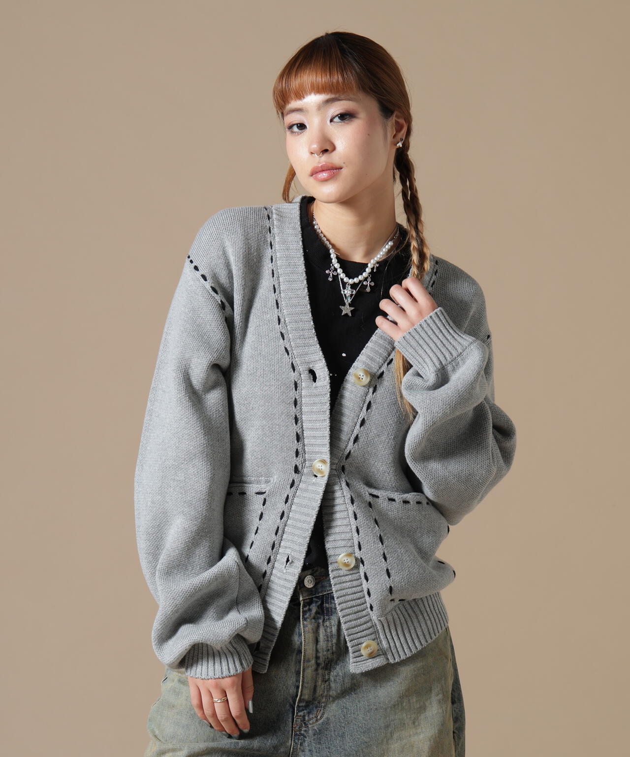 DankeSchon/ダンケシェーン/WOMEN STITCH KNIT CARDIGAN